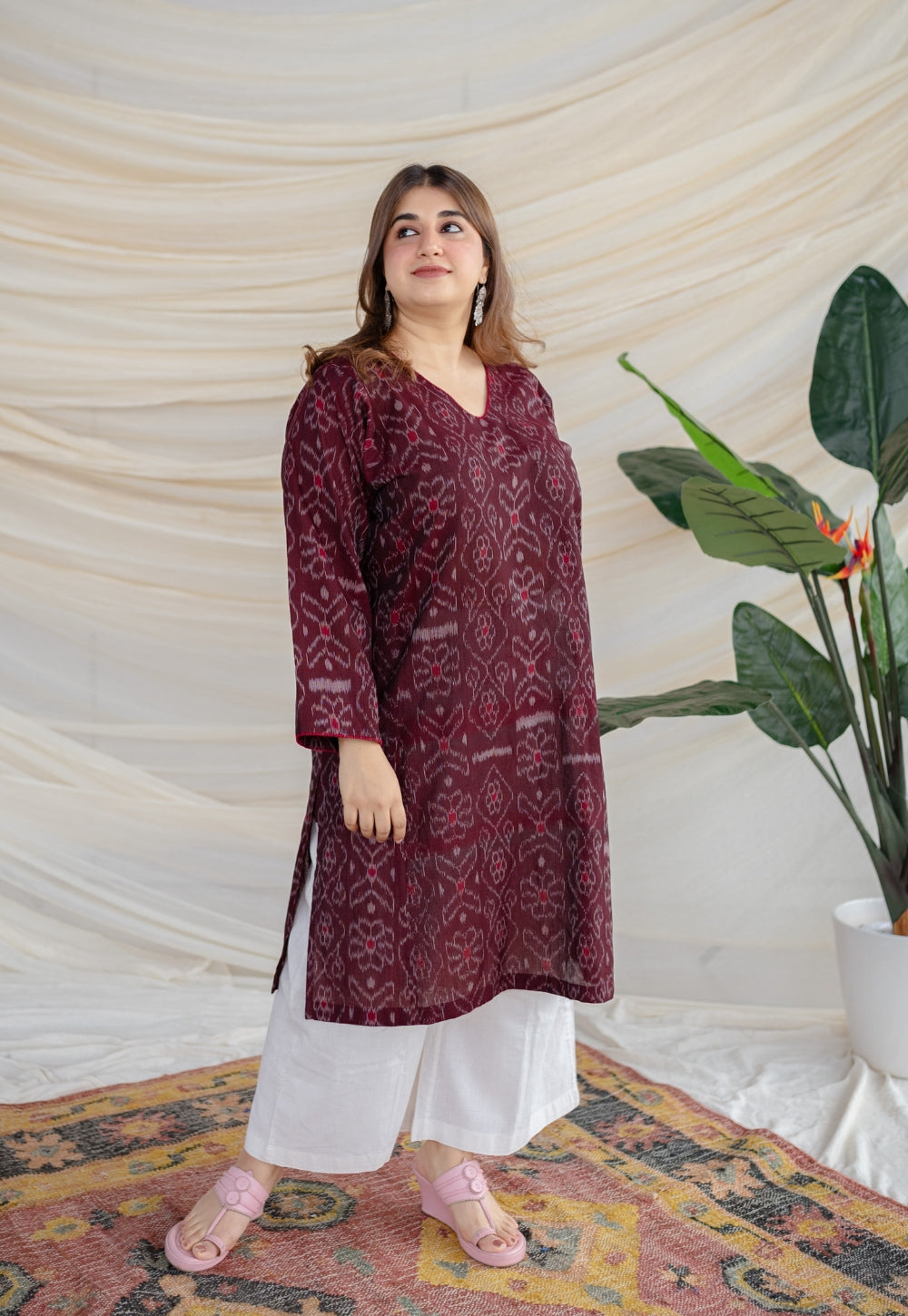 Harshaali Ikkat Cotton Jhabha Kali Kurta