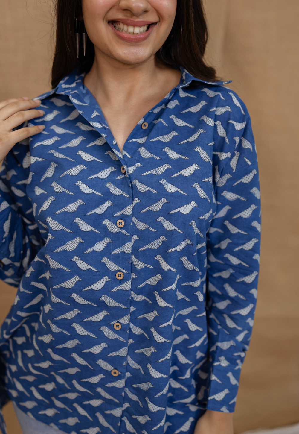 Yafit Indigo Dabu Cotton Loose Short Top