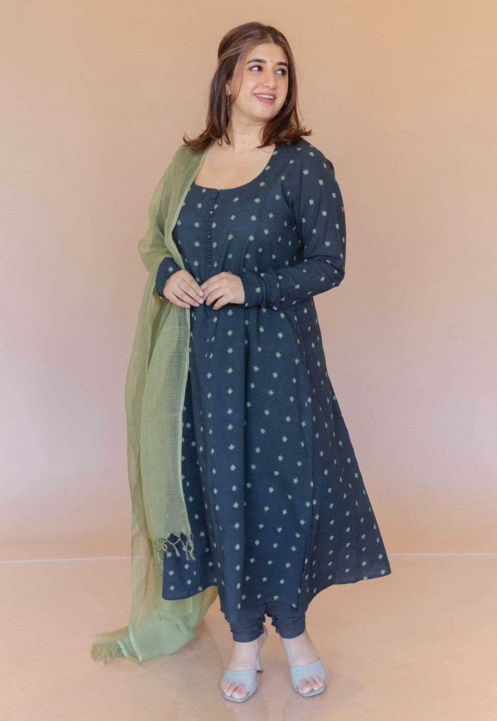 Green Solid Cotton Kota Doria Dupatta