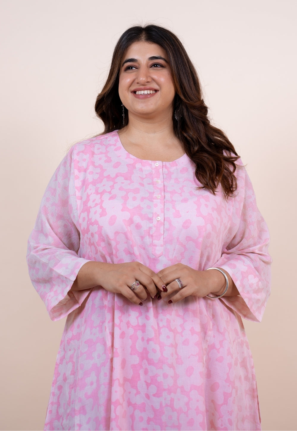 Sufia Pink Batik MulMul Jhabbha Kali Kurta