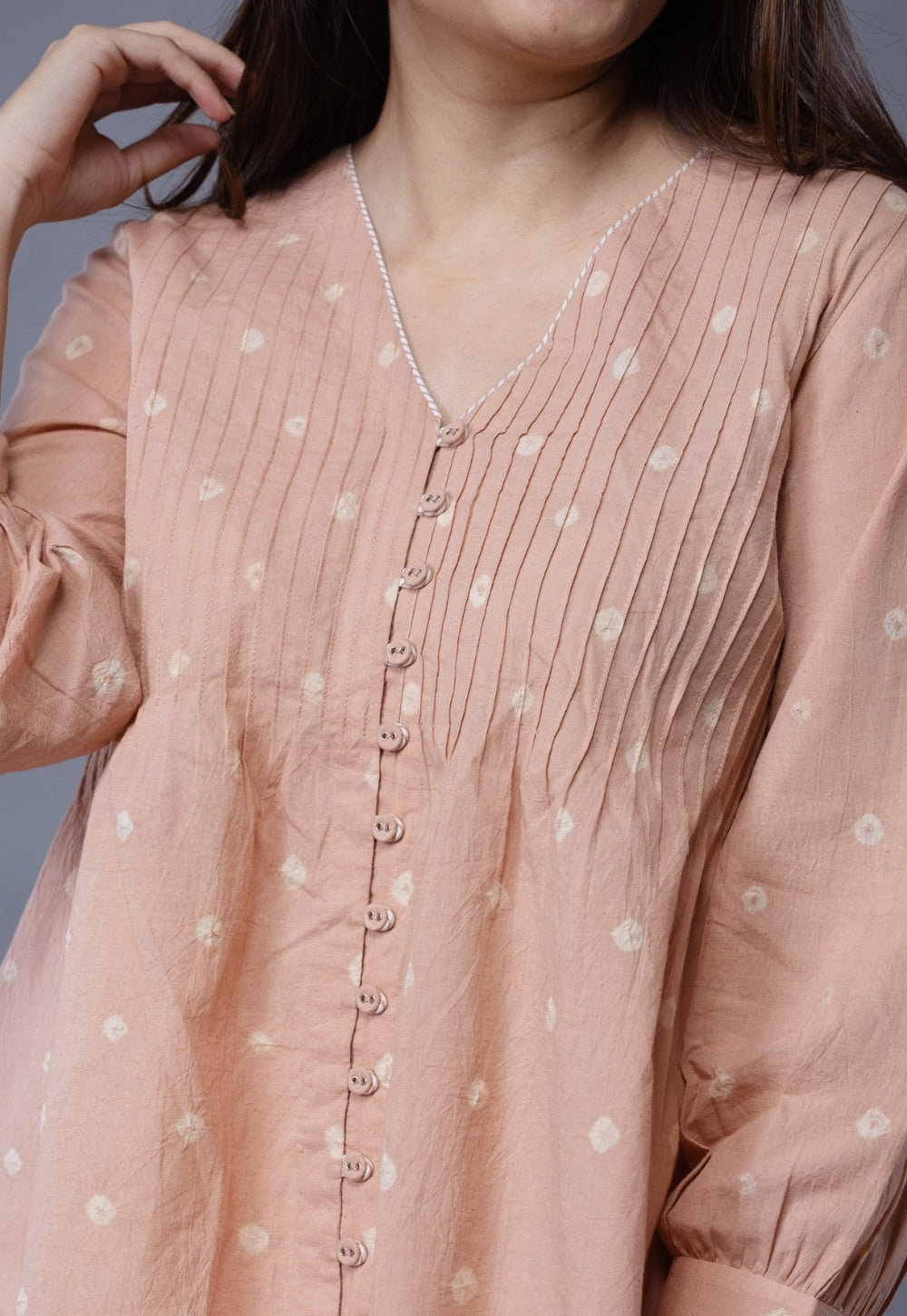 Neha Pink Bandhani Cotton A Line Short Top