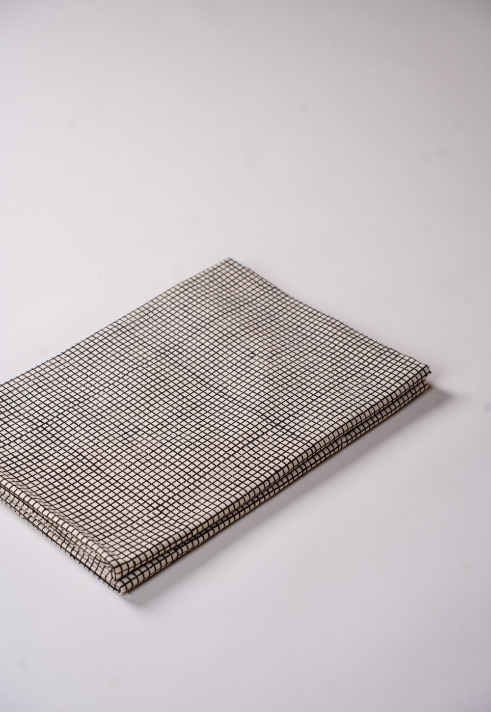 White Checks Bagru Hand Block Print Cotton Fabric