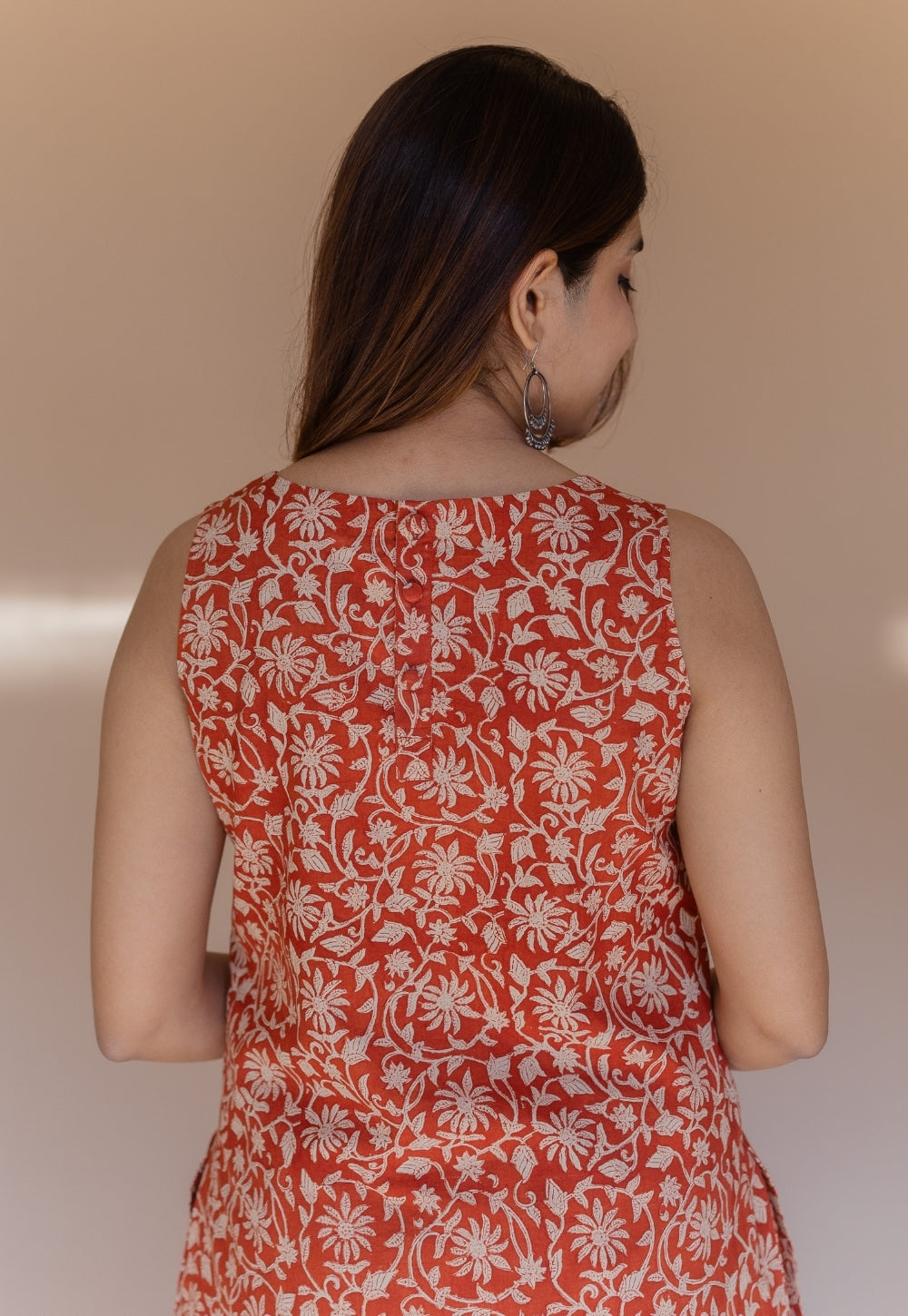 Selena Red Bagru Cotton Straight Kurta