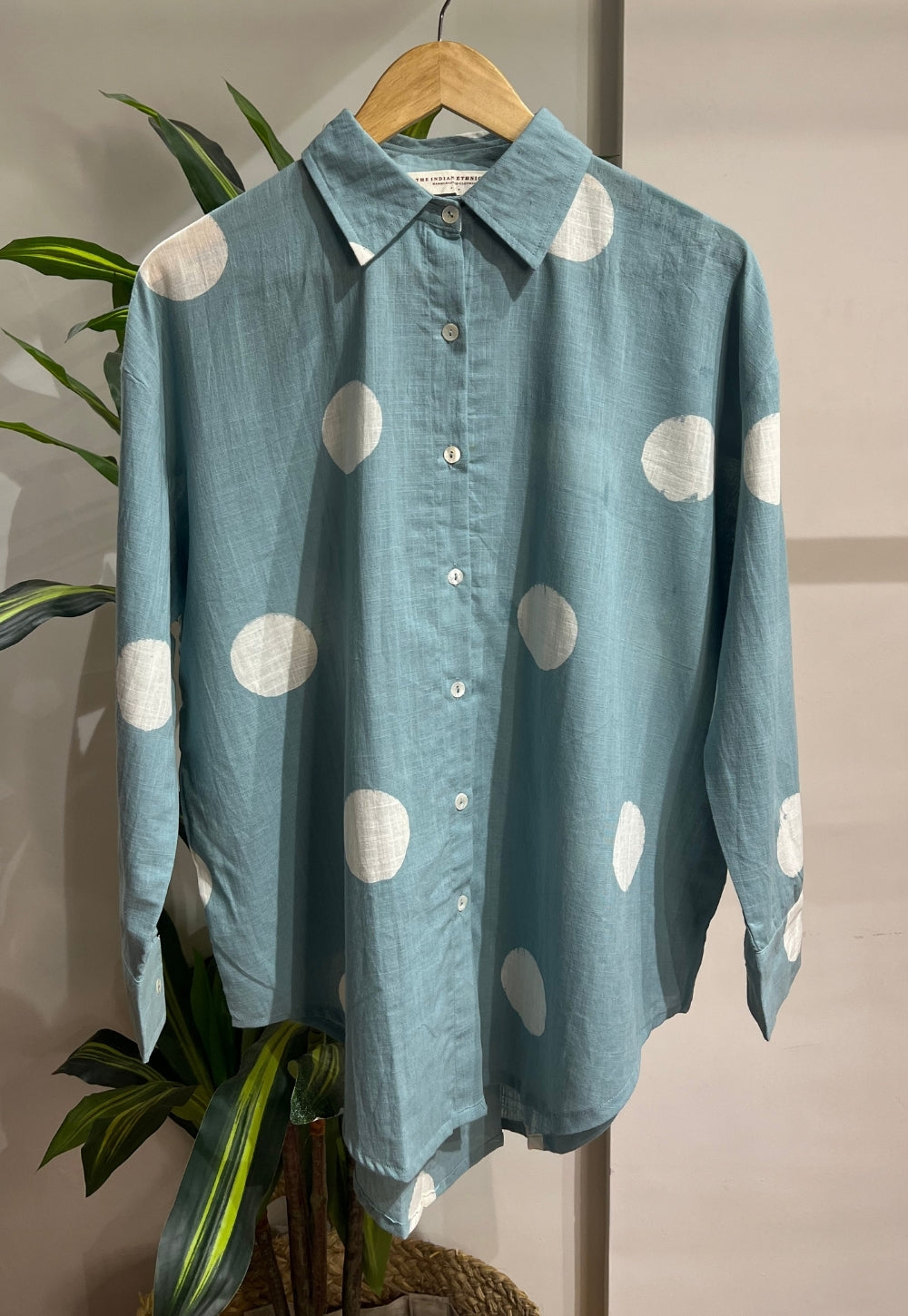 Ruhi Blue Hand Block Print Slub Cotton Anti-Fit Shirt
