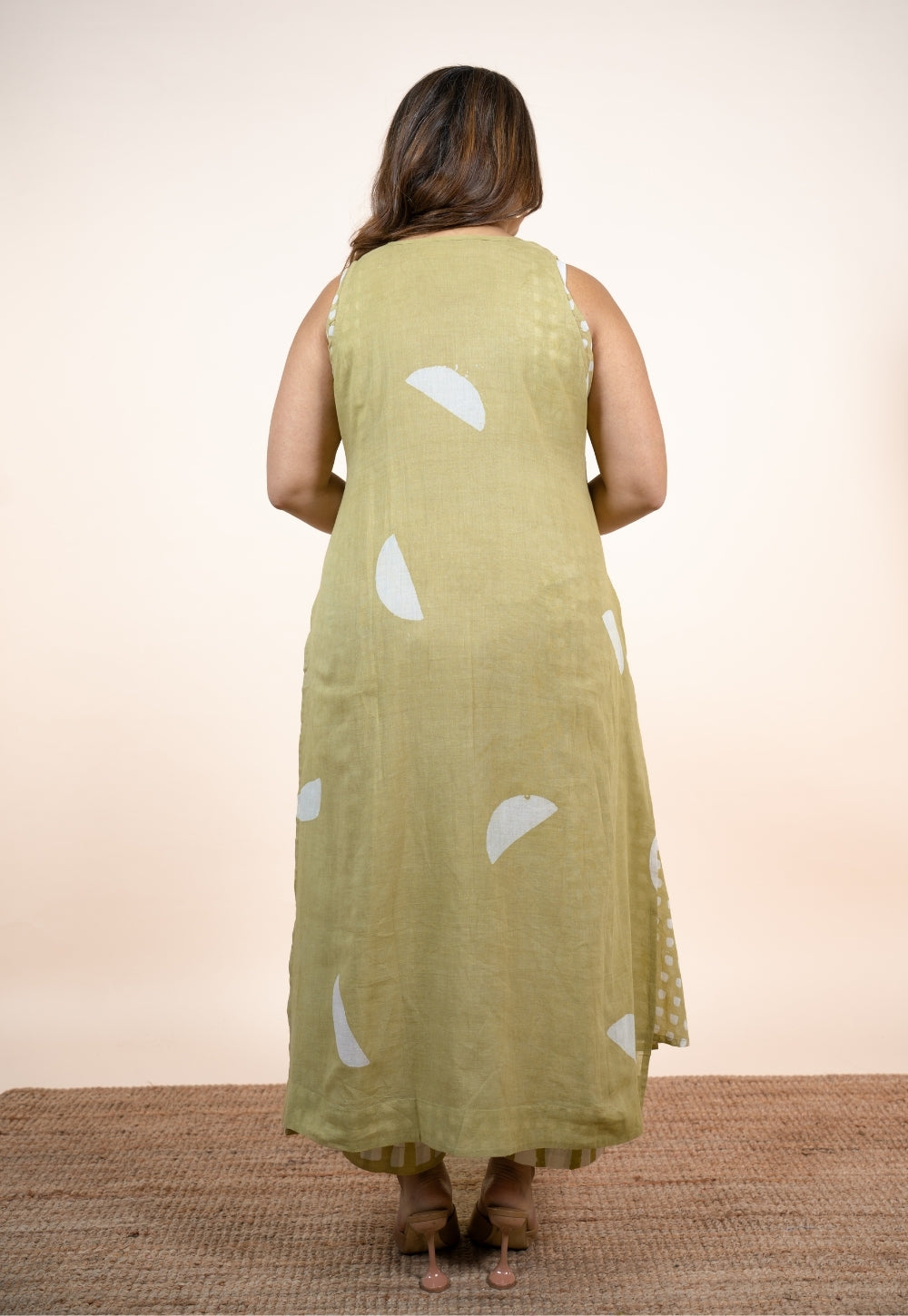 Alaya Green Batik MulMul A Line Kurta with Slip