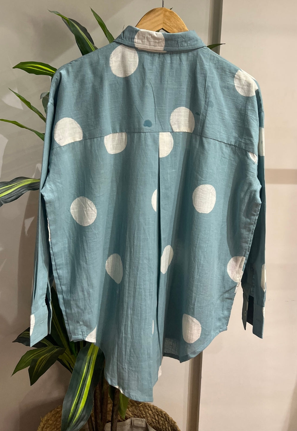 Ruhi Blue Hand Block Print Slub Cotton Anti-Fit Shirt