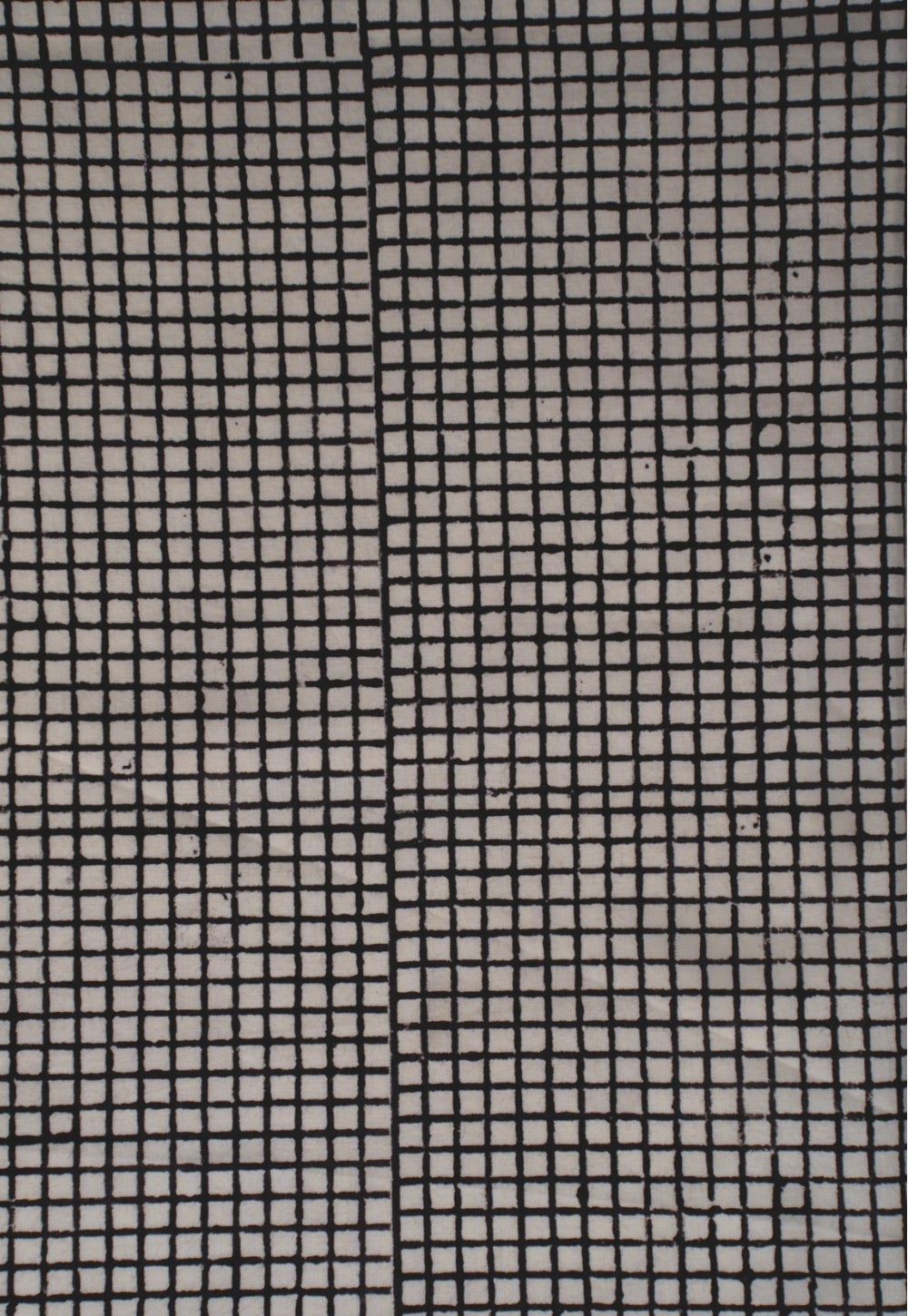 White Checks Bagru Hand Block Print Cotton Fabric