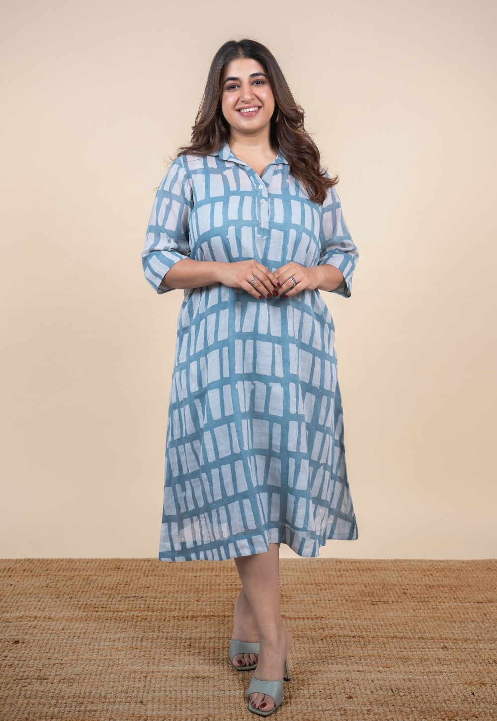 Misha Blue Batik MulMul A Line Dress