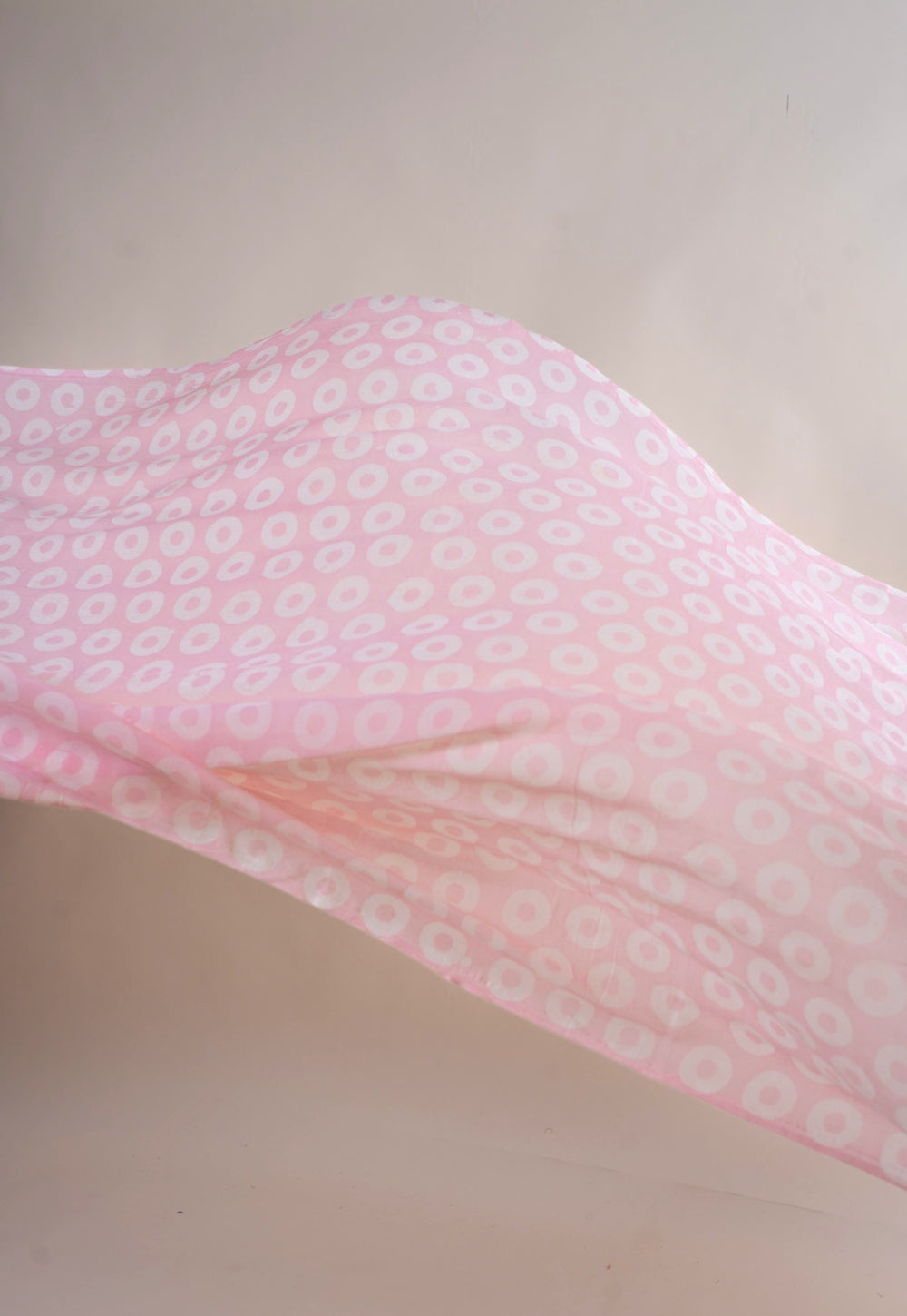Pink Circle Batik Handblock Printed Mul Fabric