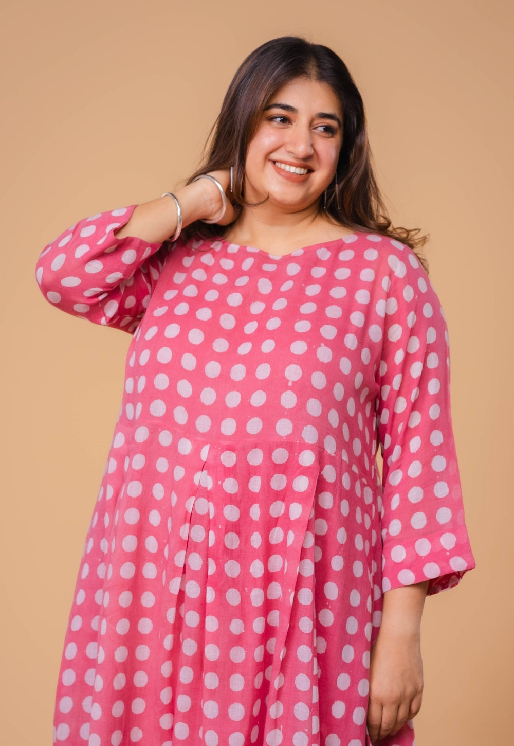 Fajar Pink Batik MulMul A Line Dress