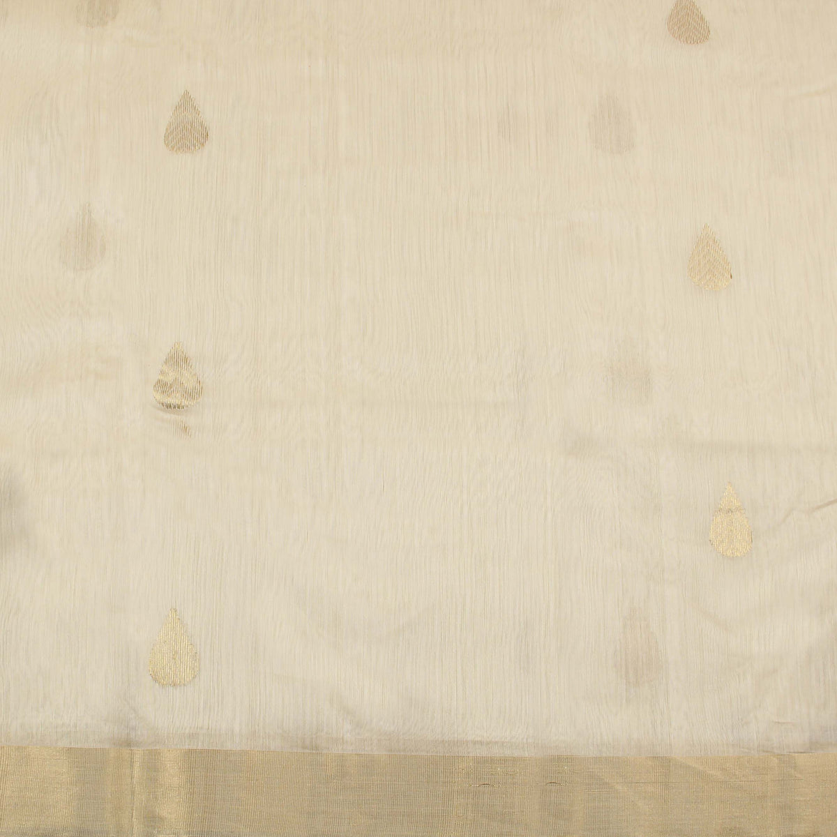 Off White Chanderi Silk Handwoven Fabric