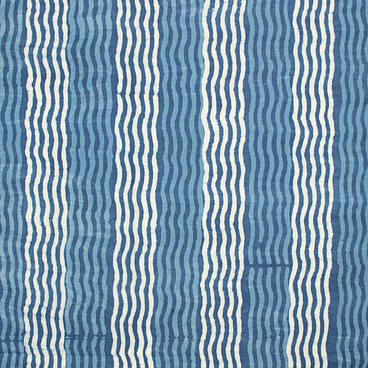 Blue Stripes Dabu Hand Block Printed Cotton Fabric