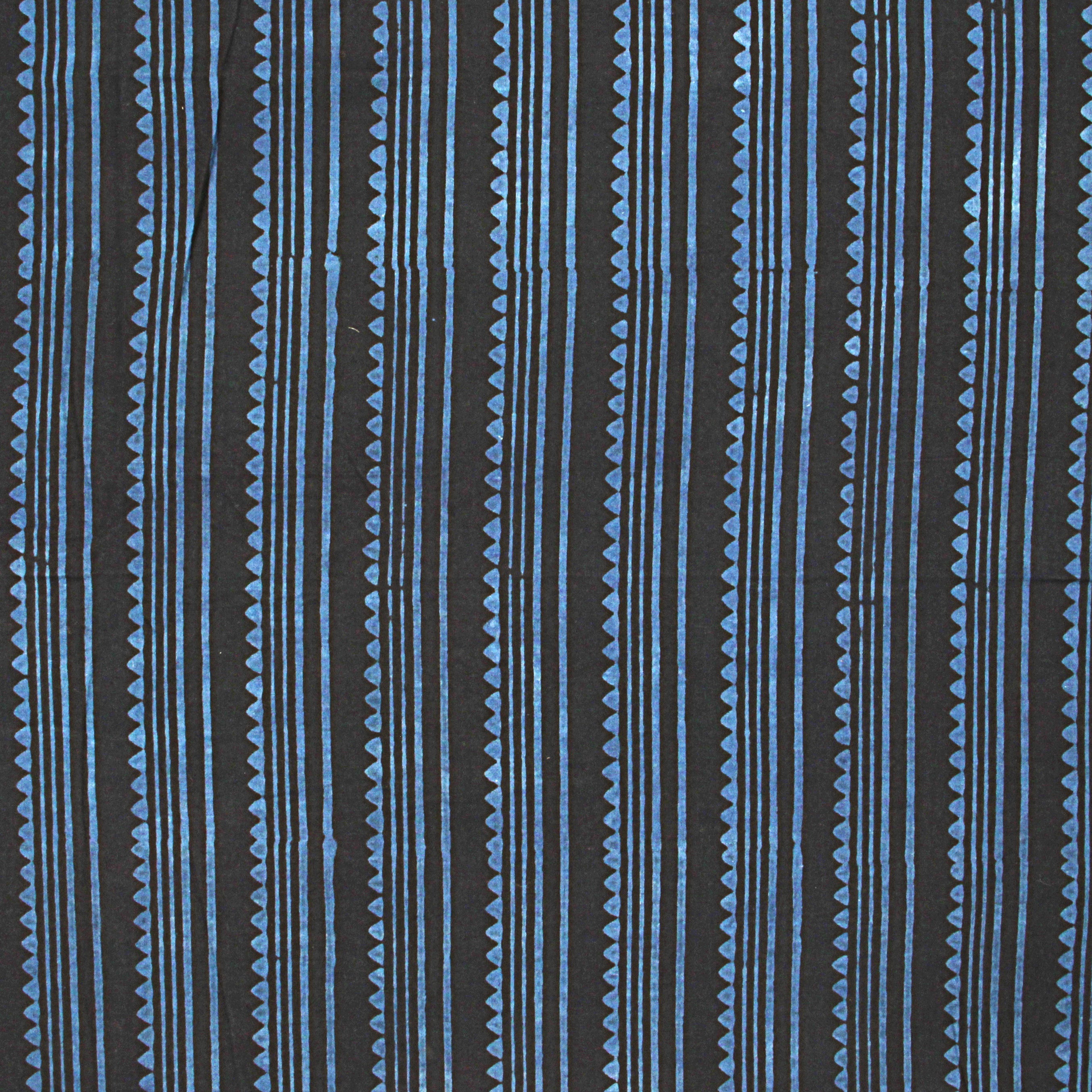 Black Geometric Ajrakh Hand Block Print Cotton Fabric