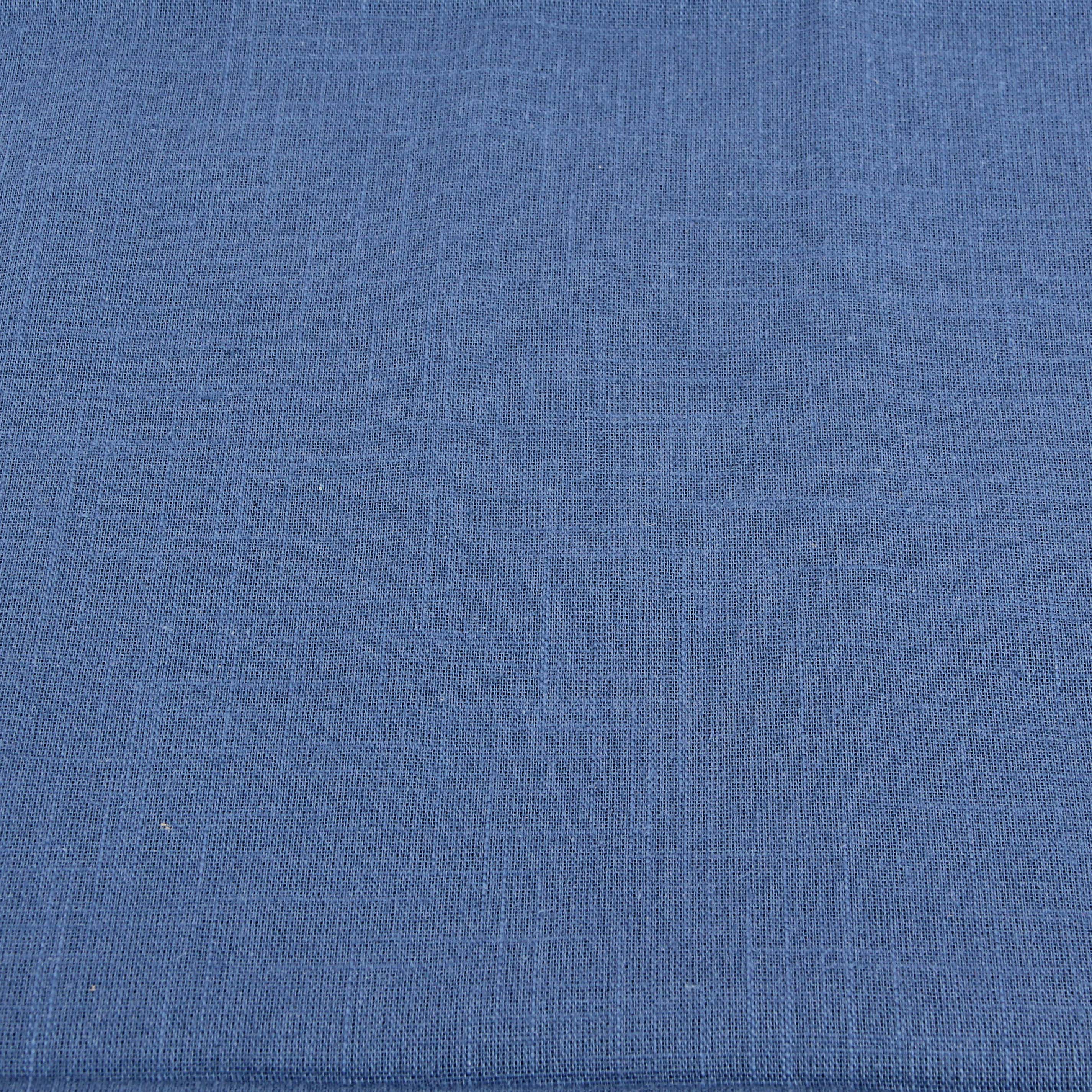 Blue Solid Dyed Slub Cotton Plain Fabric