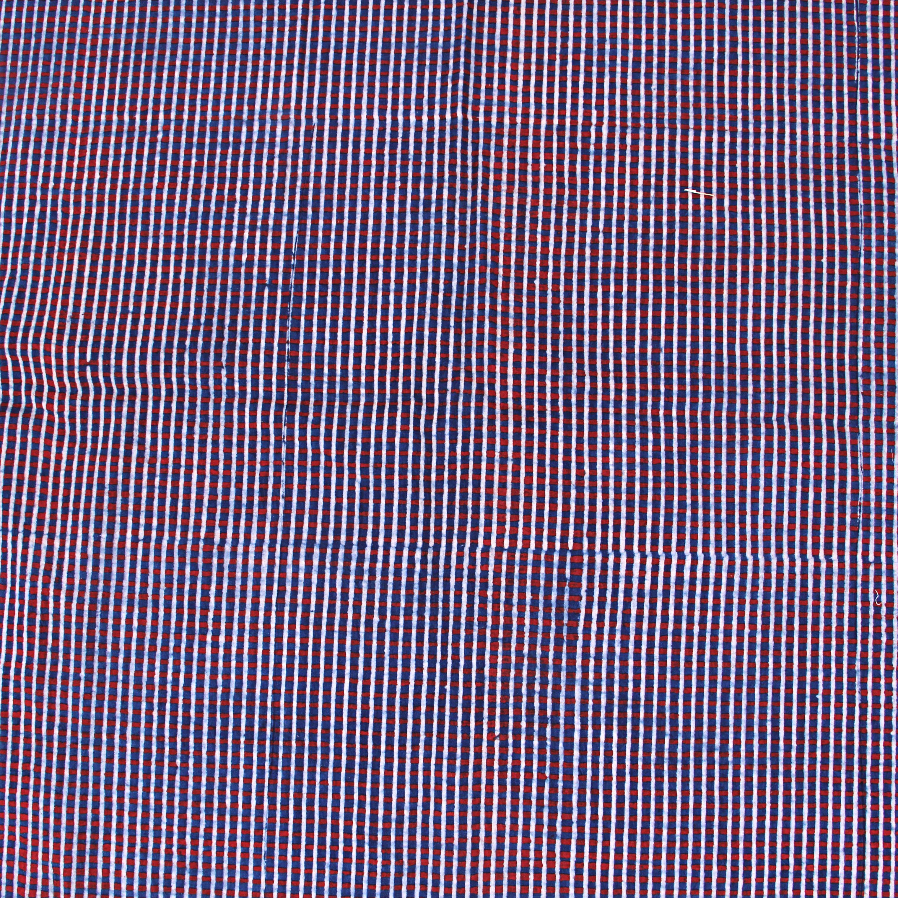 Red Checks Ajrakh Hand Block Print Cotton Fabric