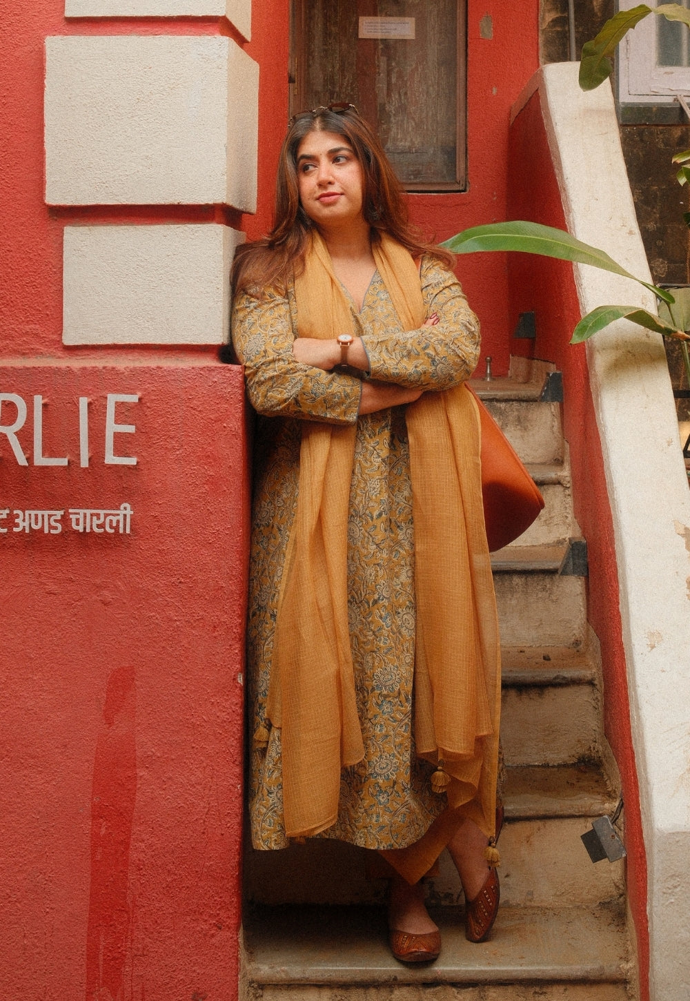 Rifaa Yellow Kalamkari Cotton A Line Kurta