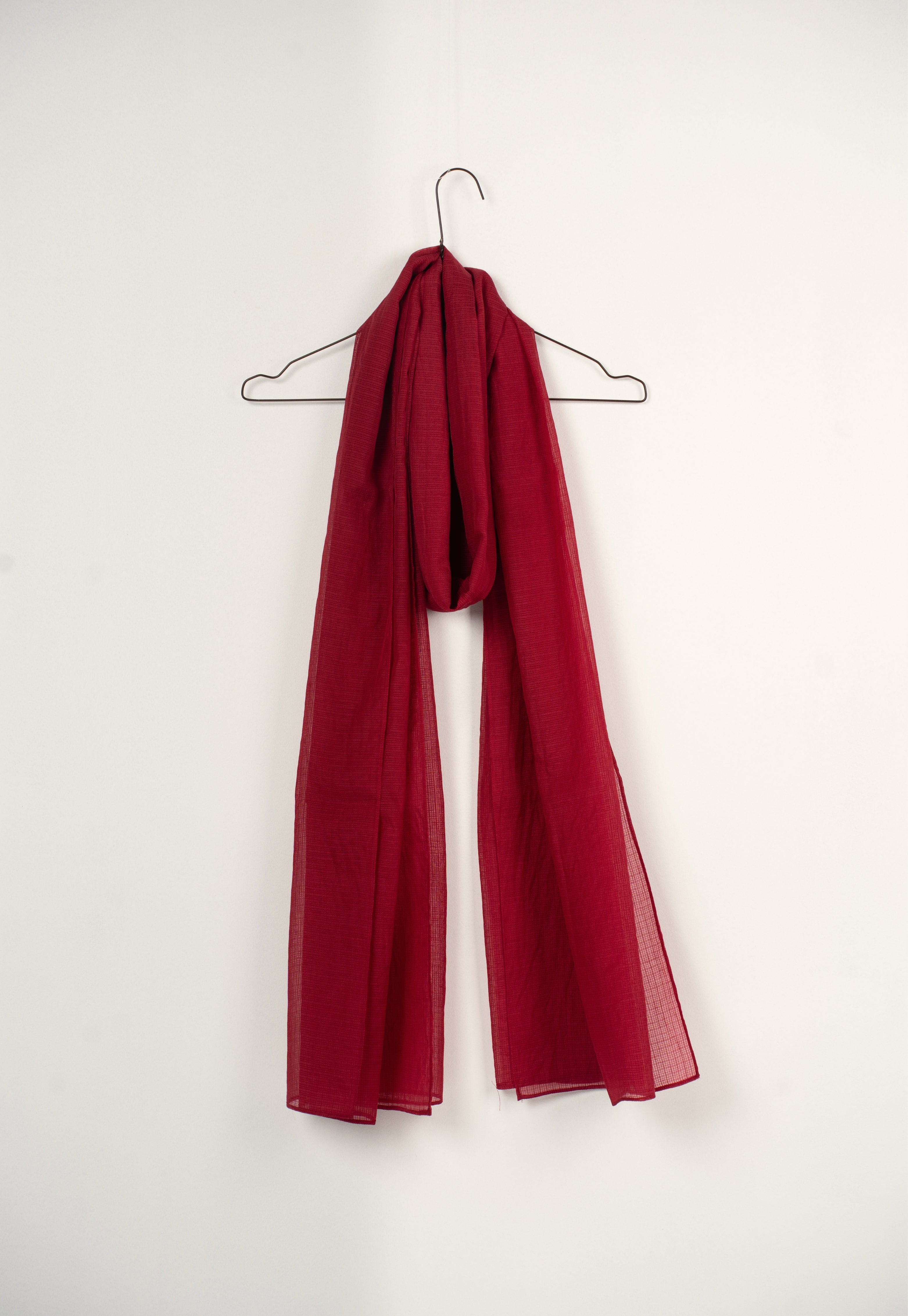 Red Solid Kota Doria Cotton Dupatta