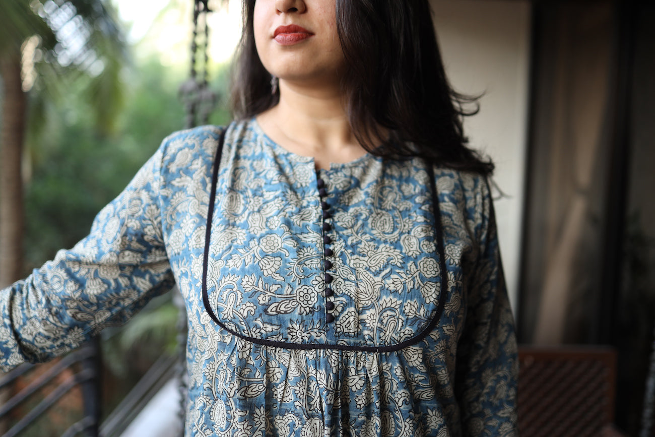 Natural Dyed Kalamkari Chudi Sleeve Kurta