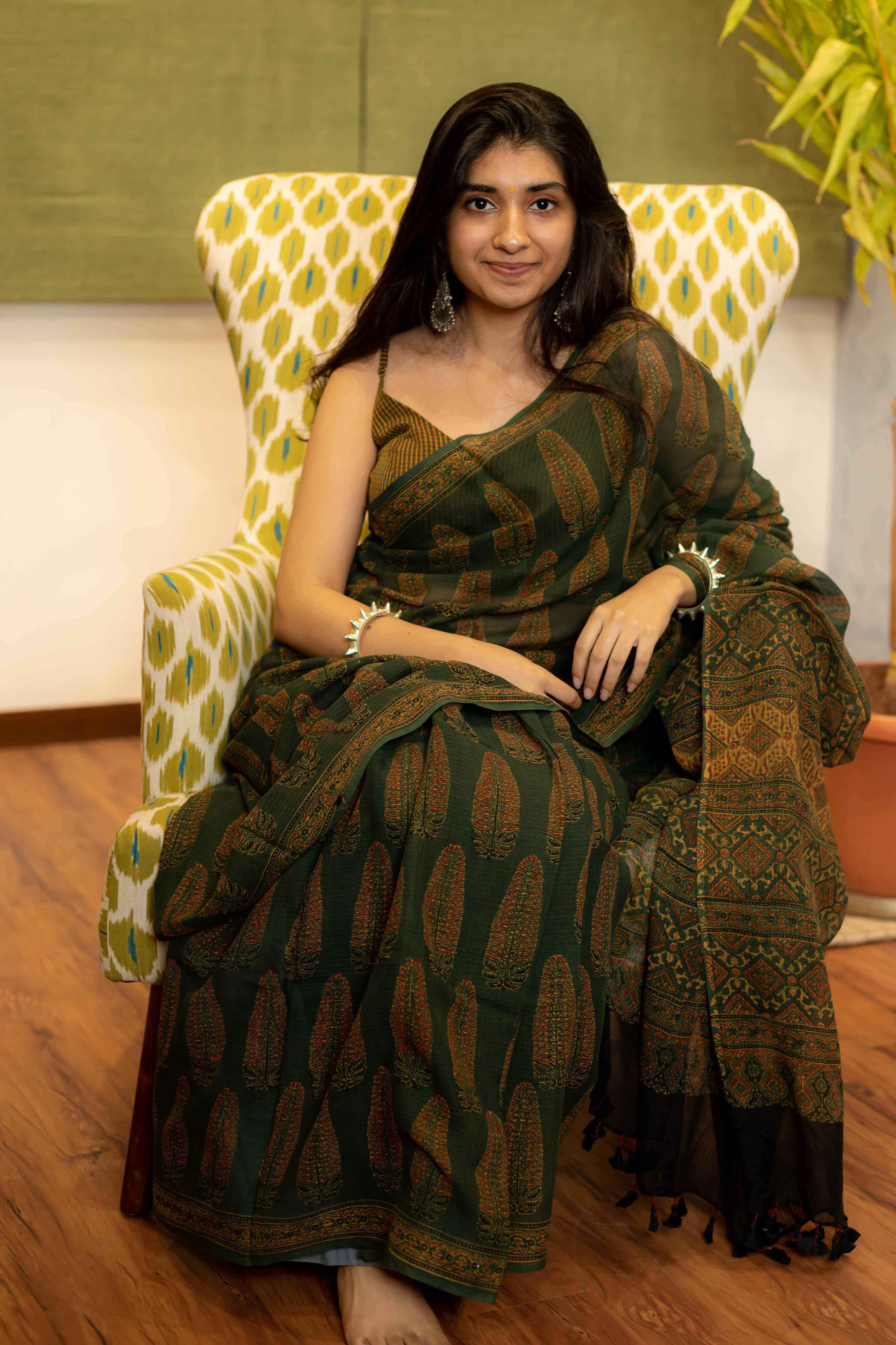Ajrakh Natural Dyed Kota Doria Saree