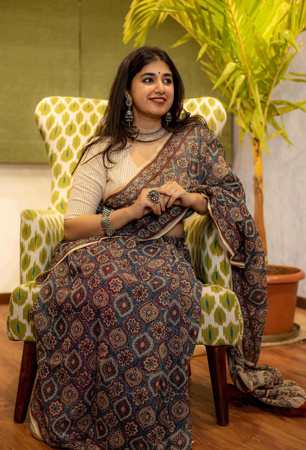 Ajrakh Natural Dyed Kota Doria Saree