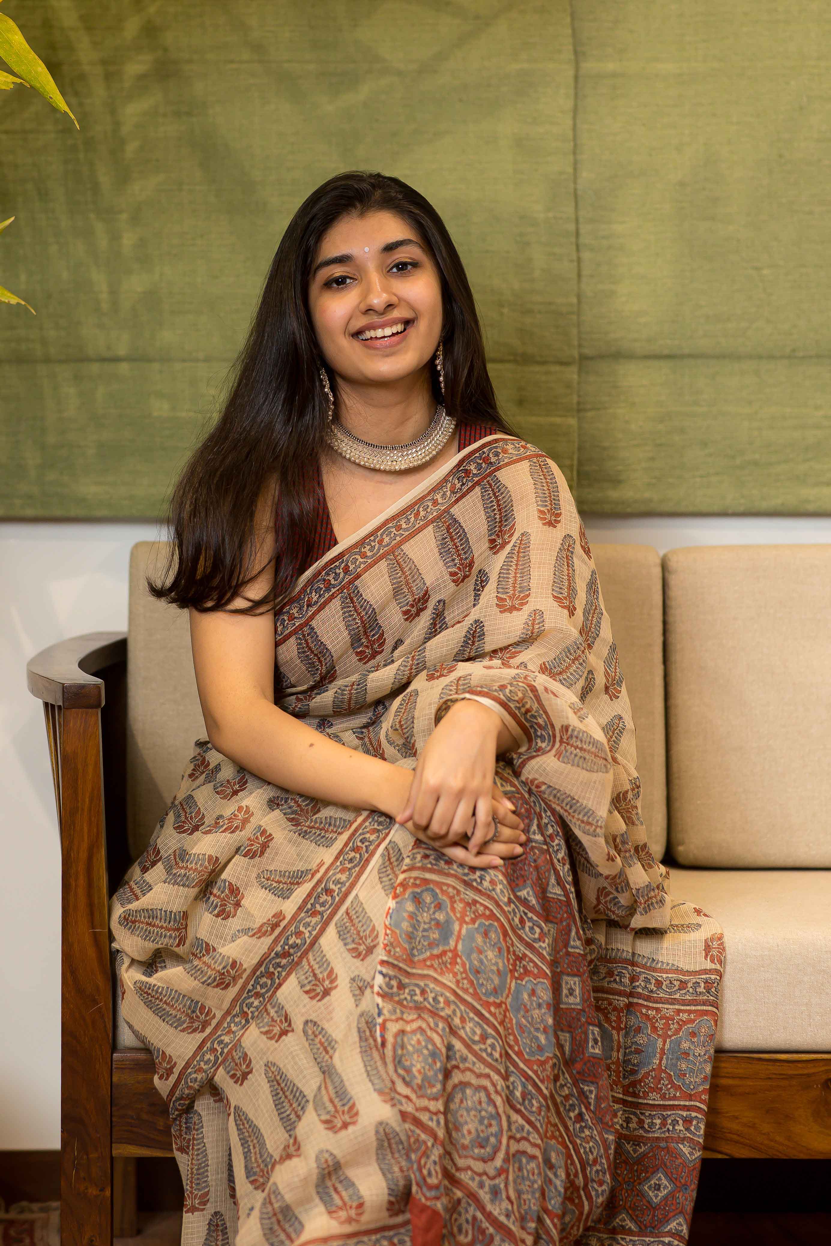 Ajrakh Natural Dyed Kota Doria Saree