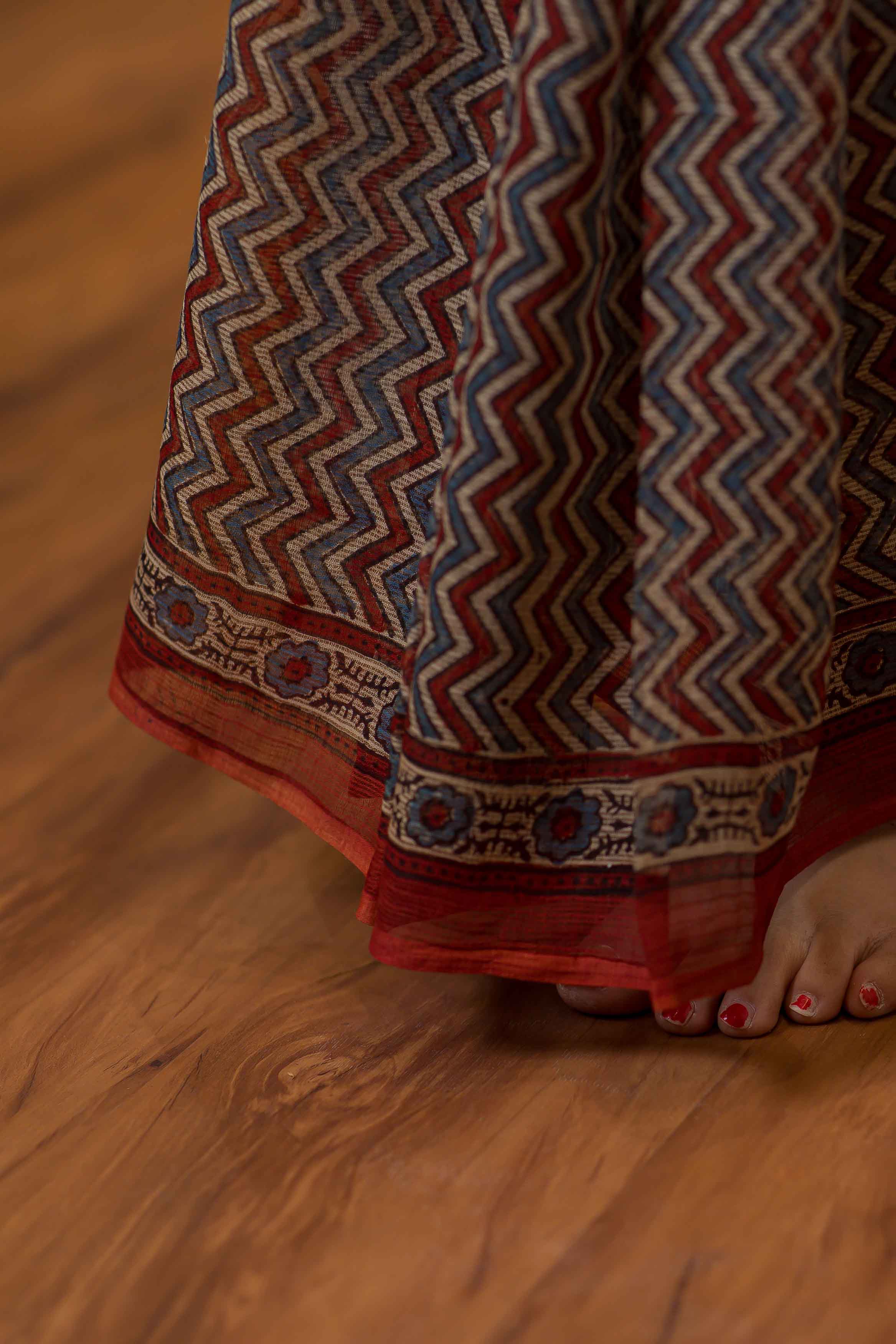 Ajrakh Natural Dyed Kota Doria Saree
