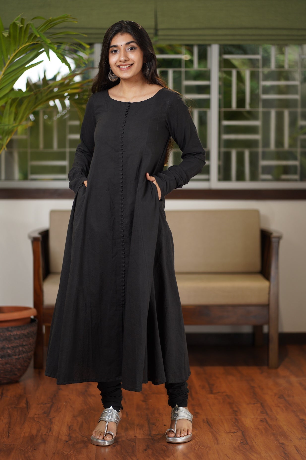 Nisha Black Mul Cotton Chudidar