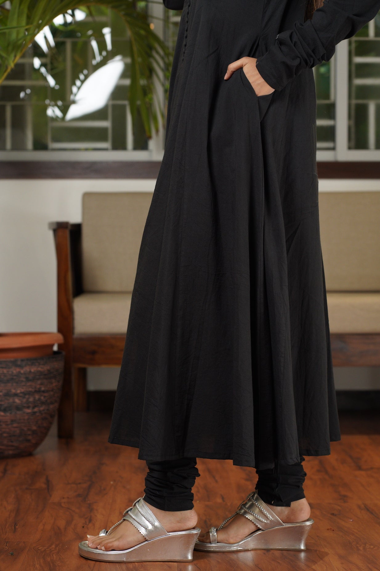 Nisha Black Mul Cotton Chudidar