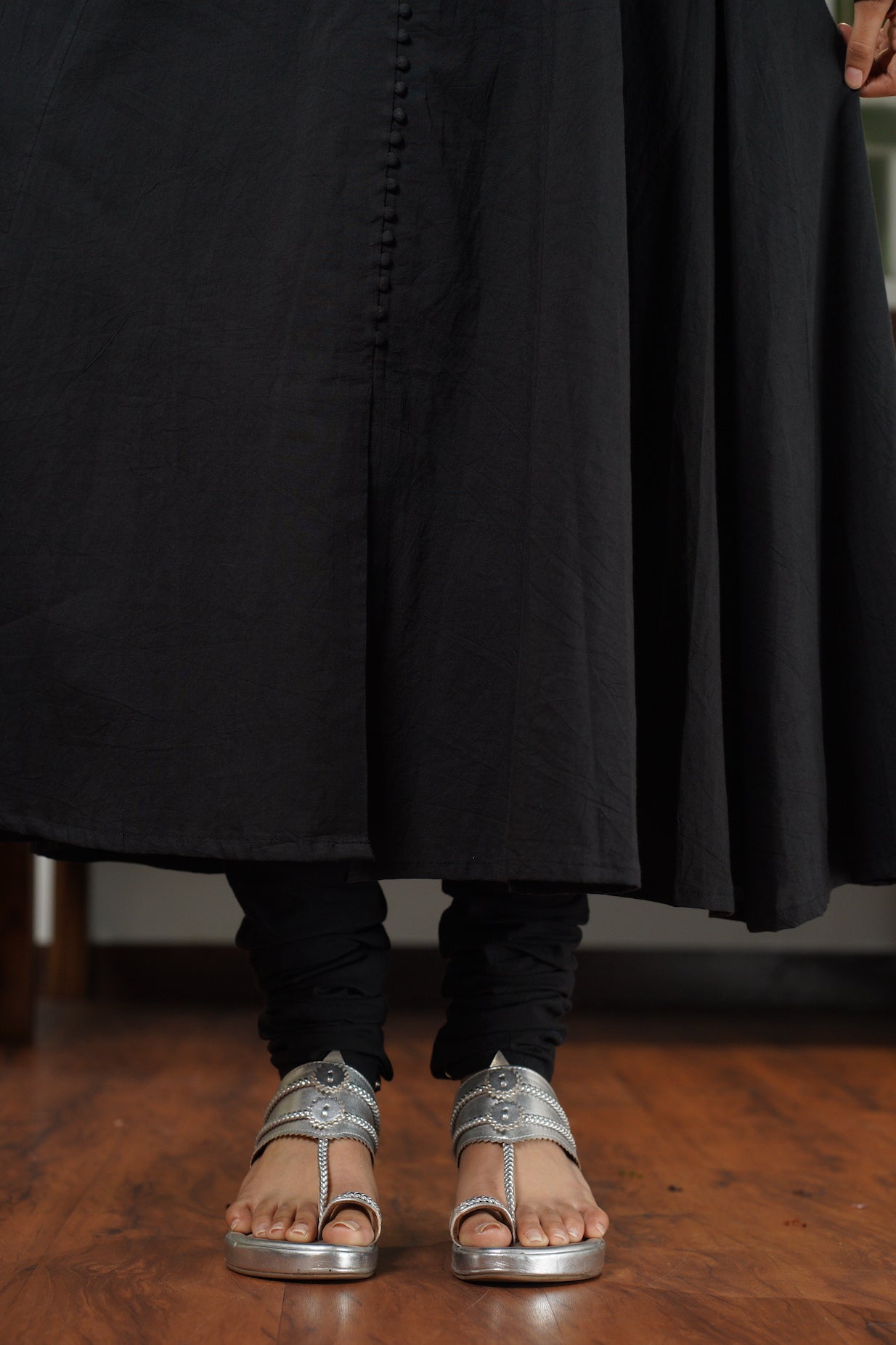Nisha Black Mul Cotton Chudidar