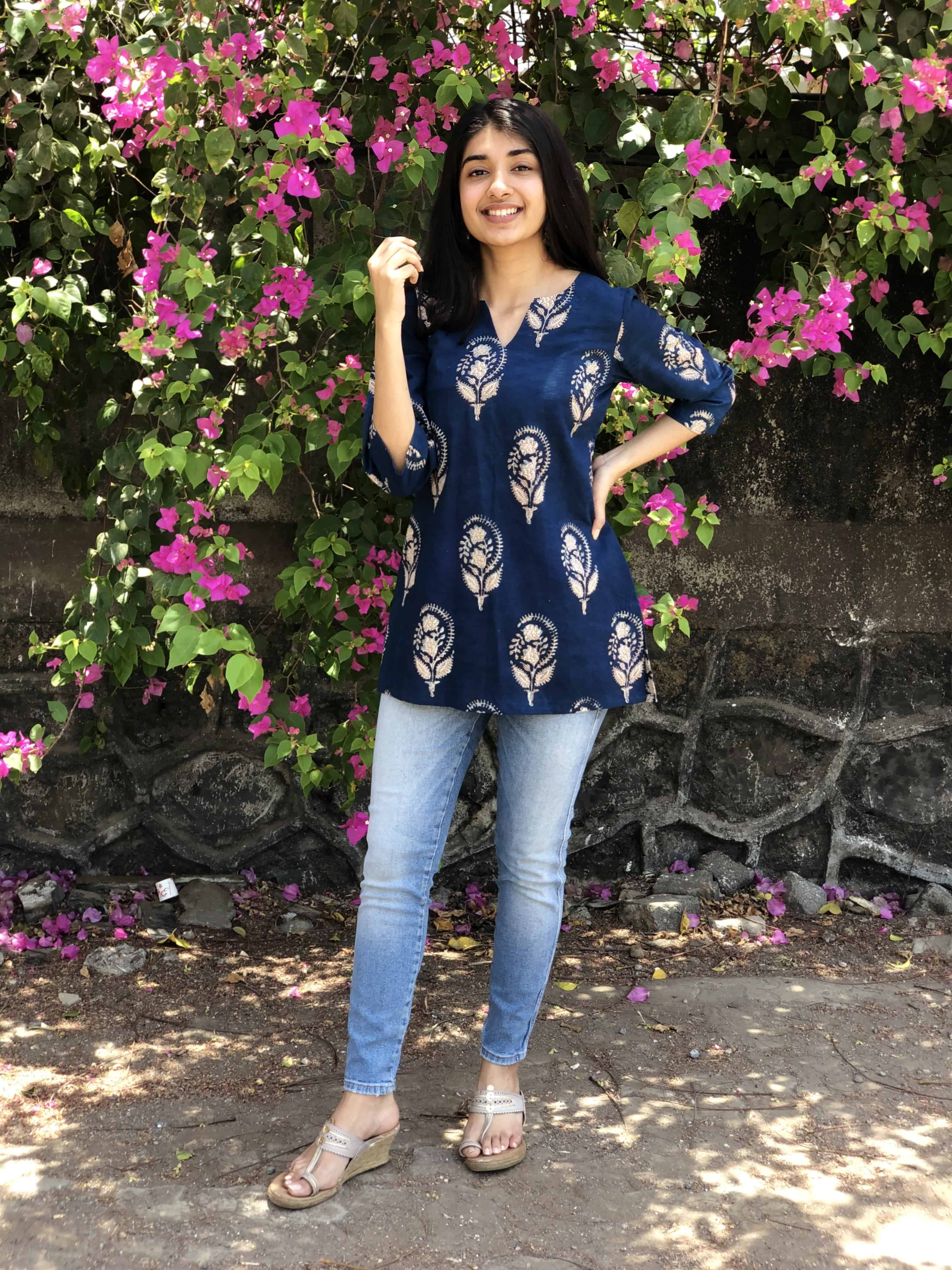 Neeti Indigo Boota Short Top