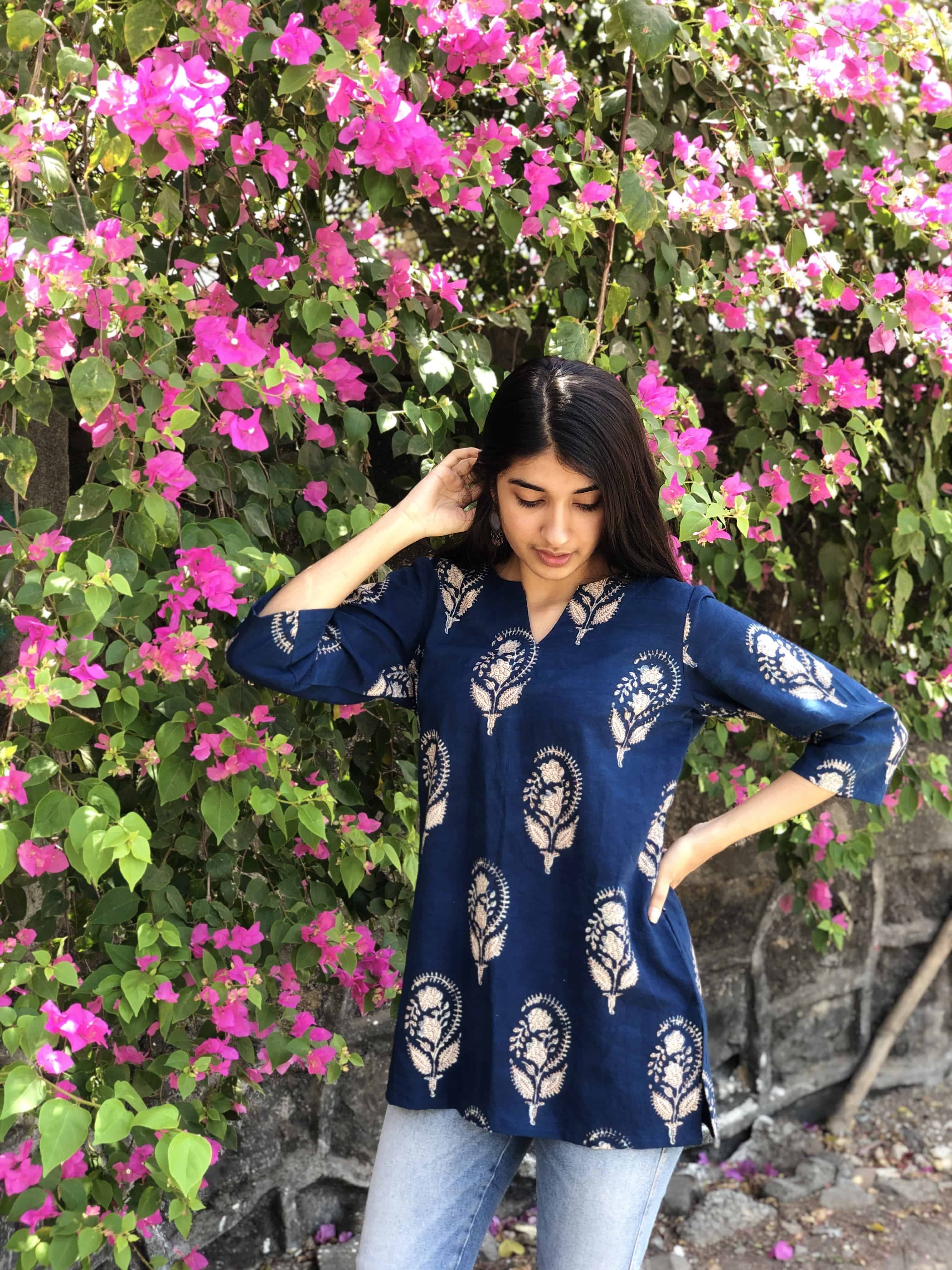 Neeti Indigo Boota Short Top