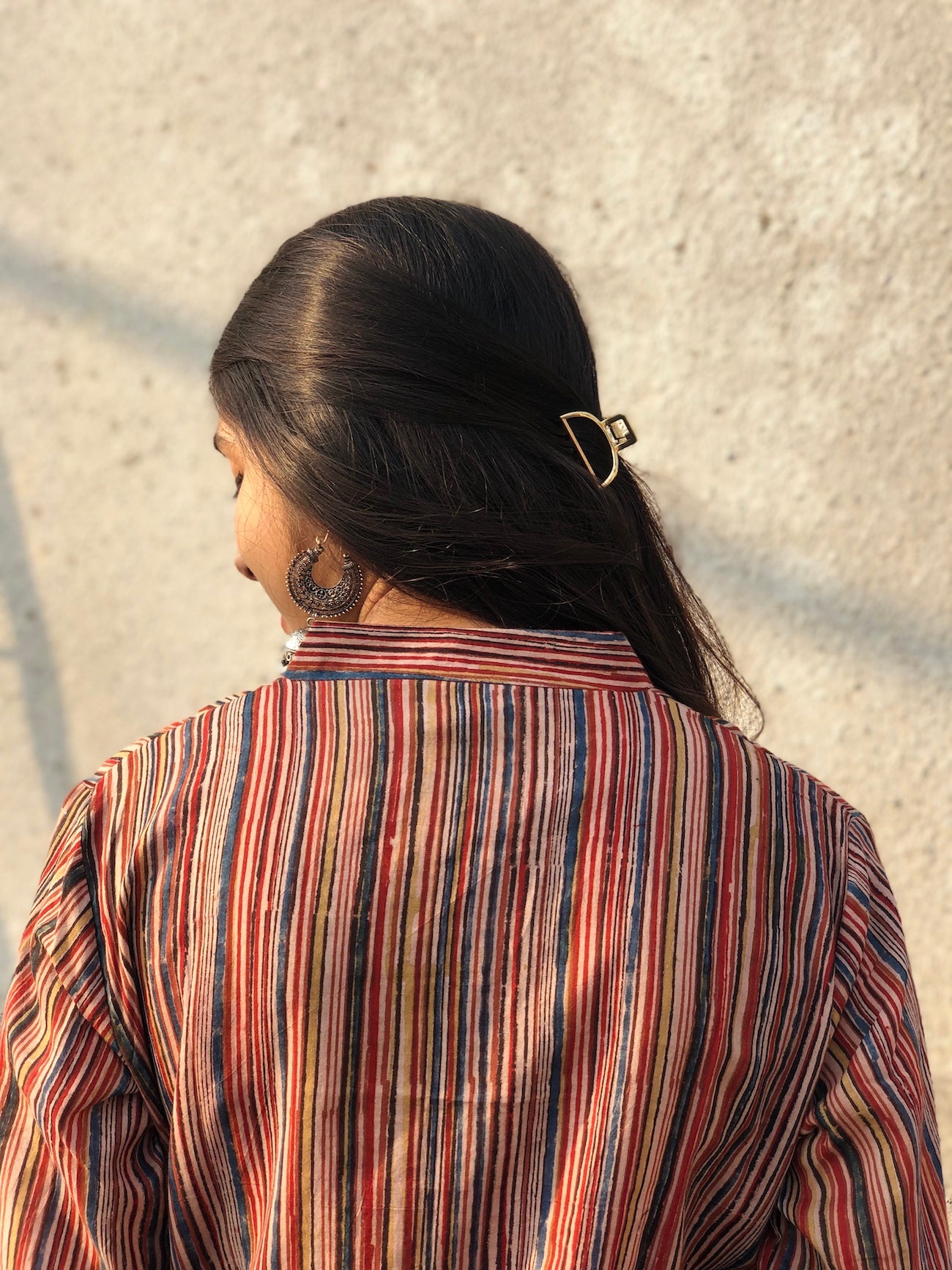 Kalamkari Striped Threaded Cotton Kurta