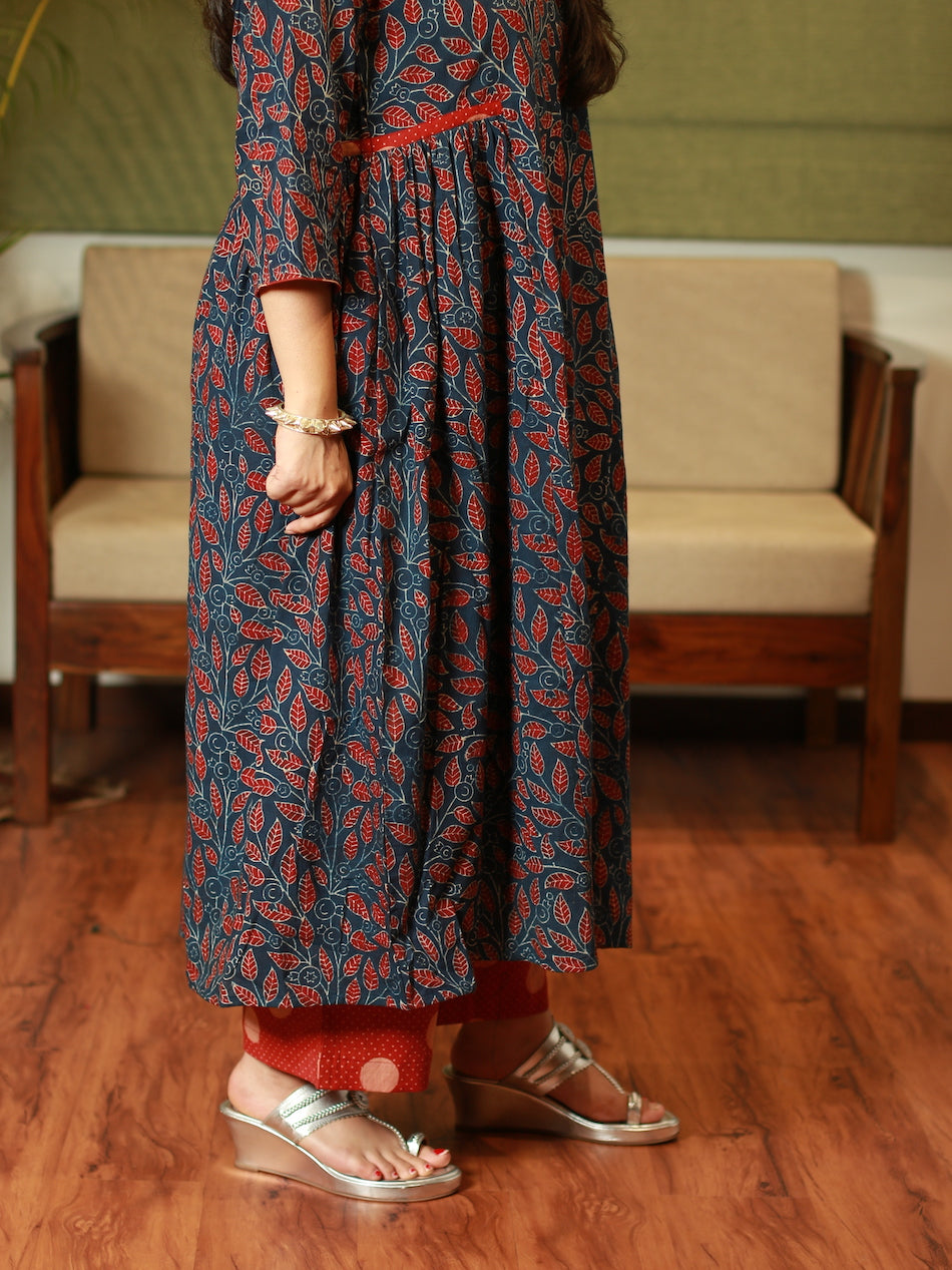 Tira Red Ajrakh Cotton Bottom