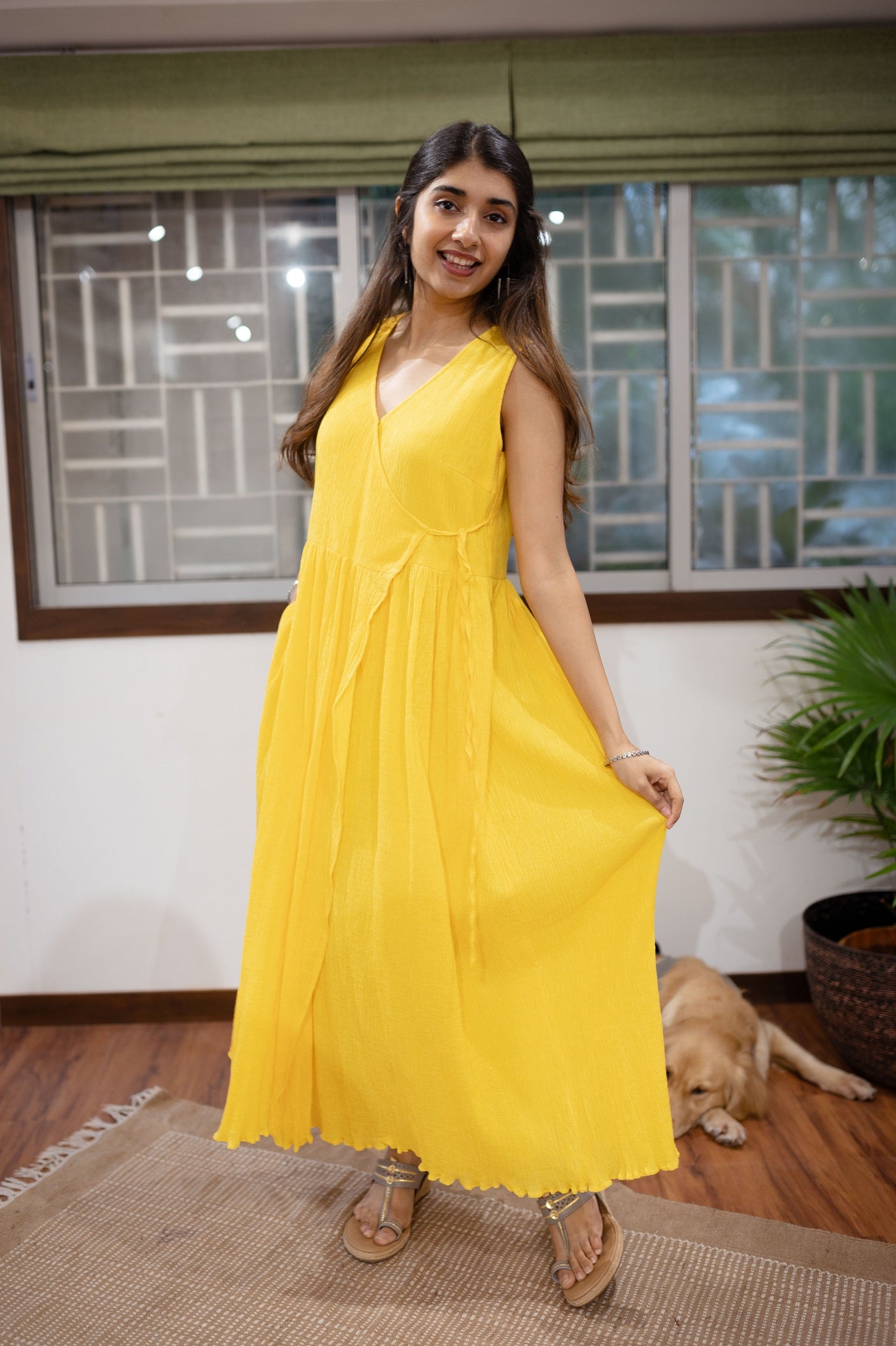 Leema Crinkled Cotton Wrap around Kurta