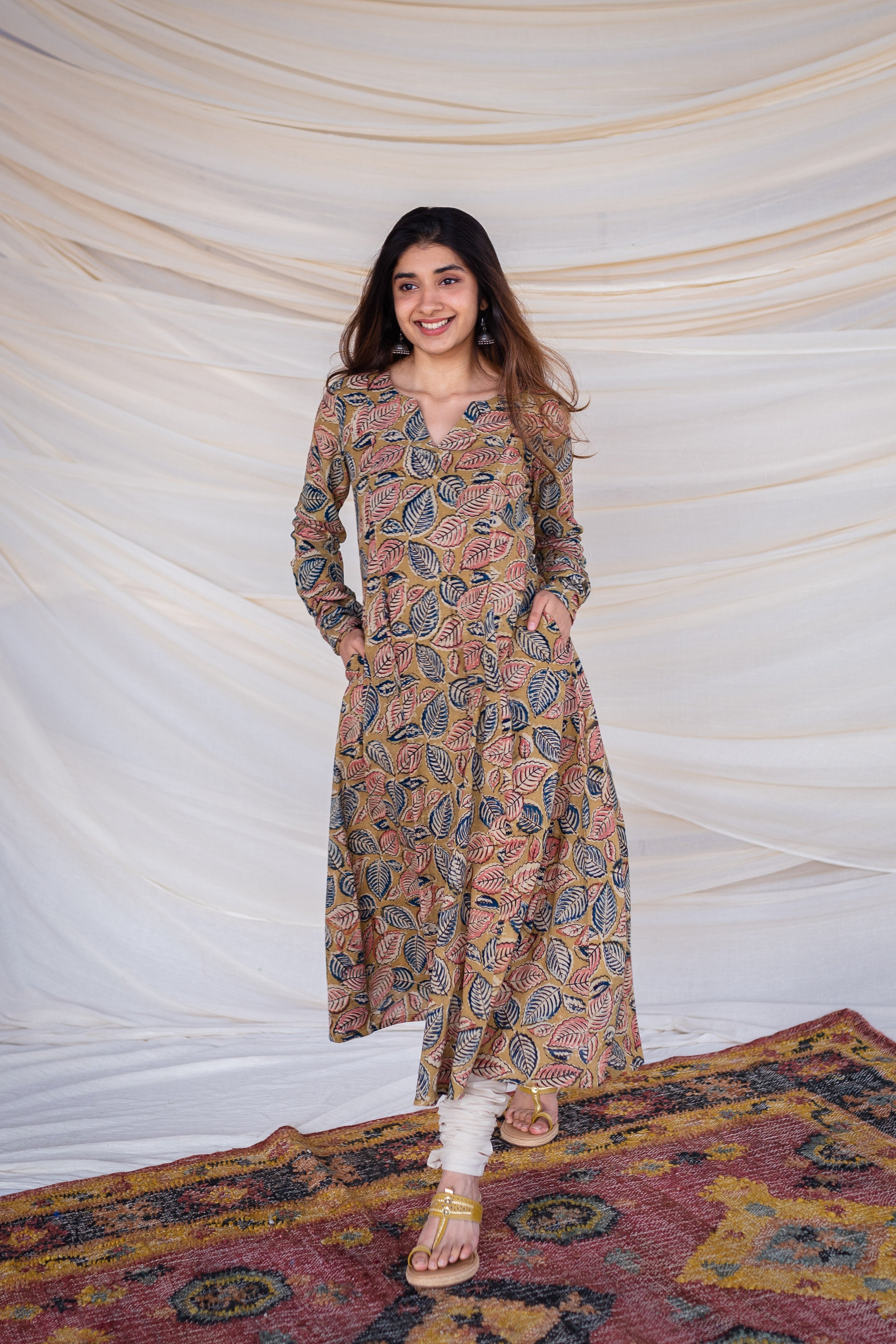 Kaya Kalamkari Cotton Yellow Kurta