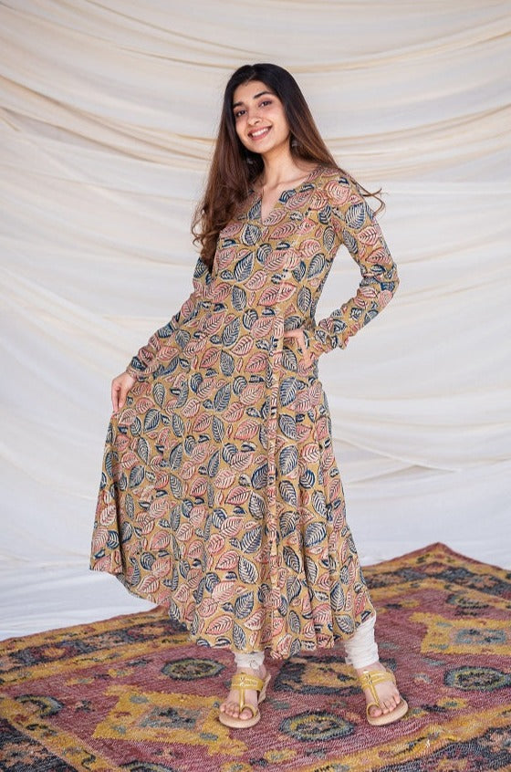 Kaya Kalamkari Cotton Yellow Kurta