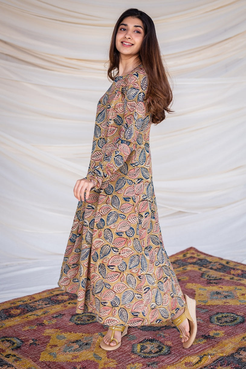 Kaya Kalamkari Cotton Yellow Kurta