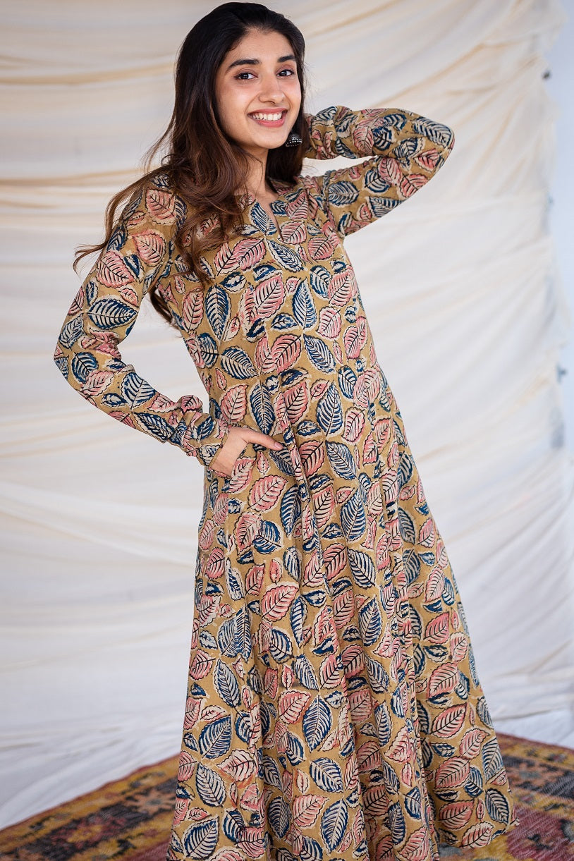 Kaya Kalamkari Cotton Yellow Kurta