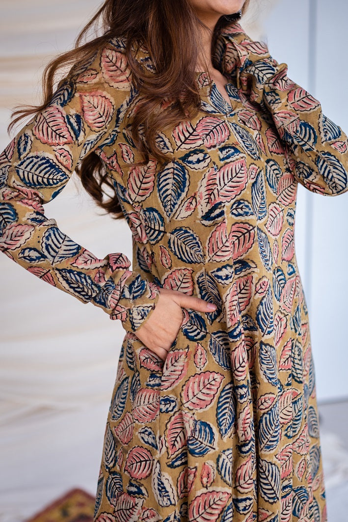 Kaya Kalamkari Cotton Yellow Kurta