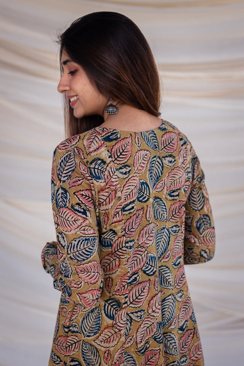 Kaya Kalamkari Cotton Yellow Kurta