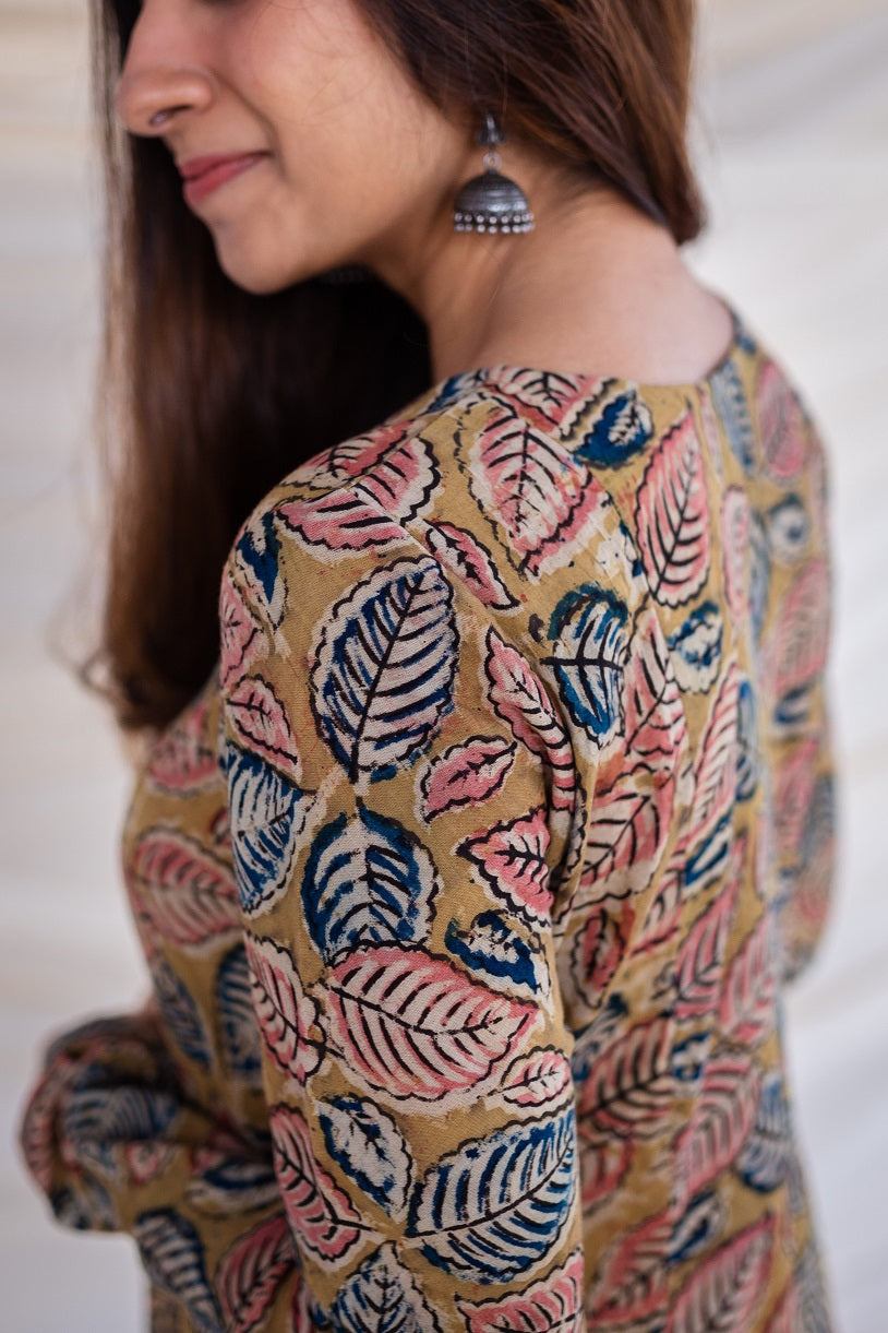 Kaya Kalamkari Cotton Yellow Kurta