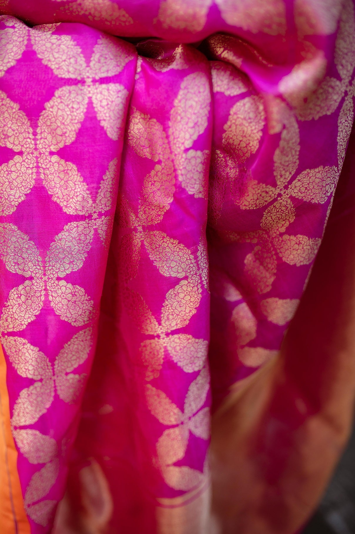Pink Chanderi Pattu Full Jaal Work Saree