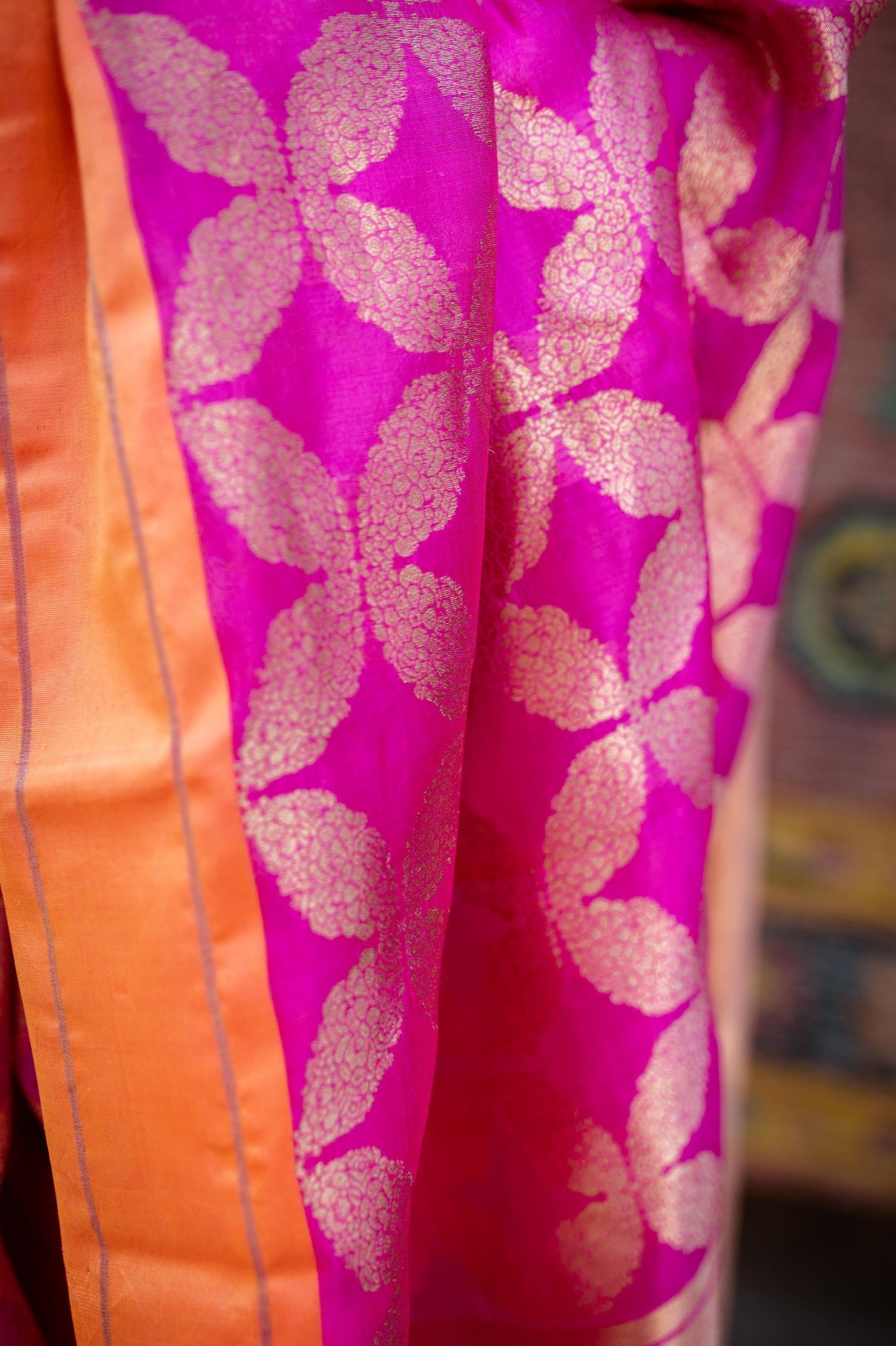 Pink Chanderi Pattu Full Jaal Work Saree