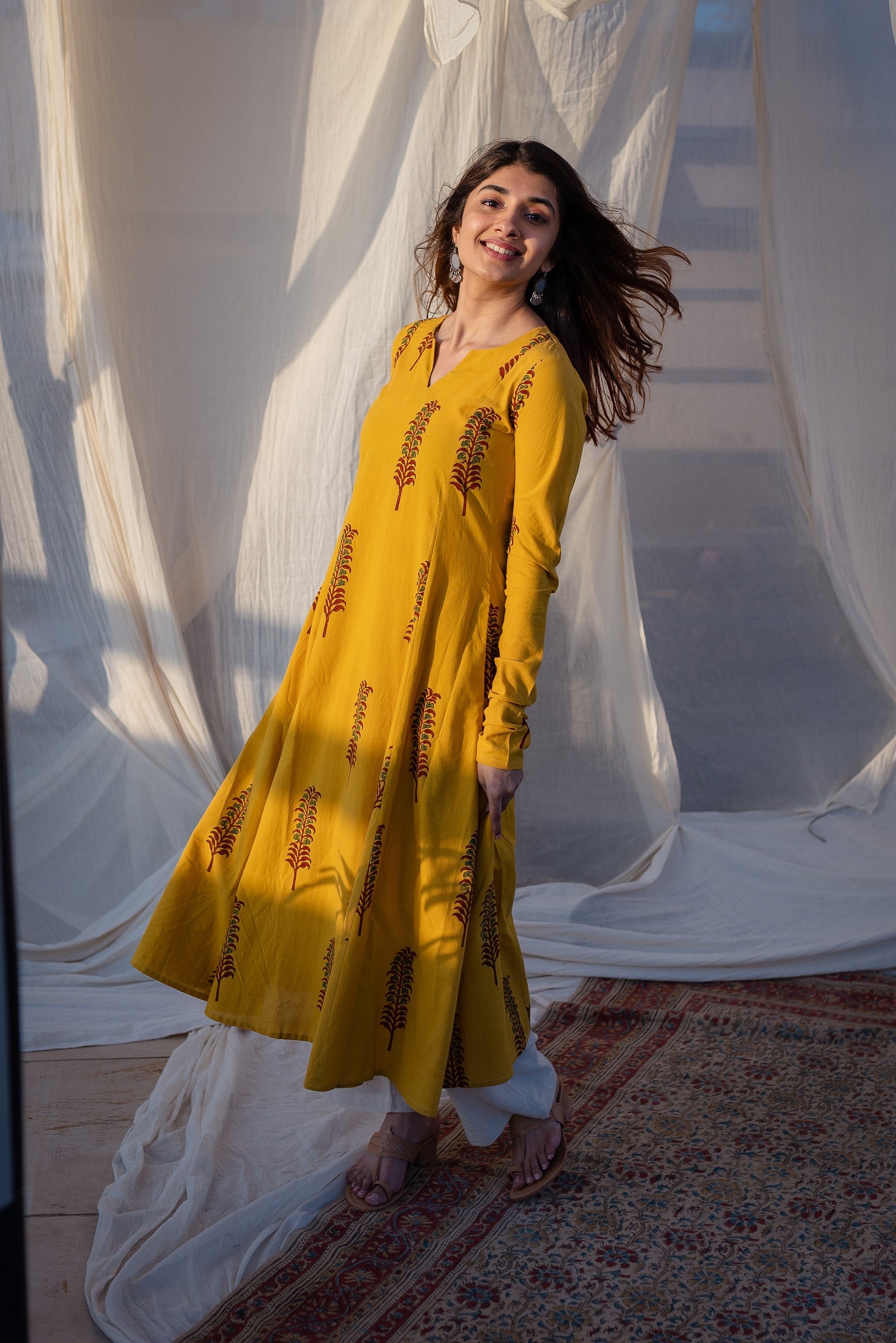Fatima Ajrakh Kali Cotton Kurta