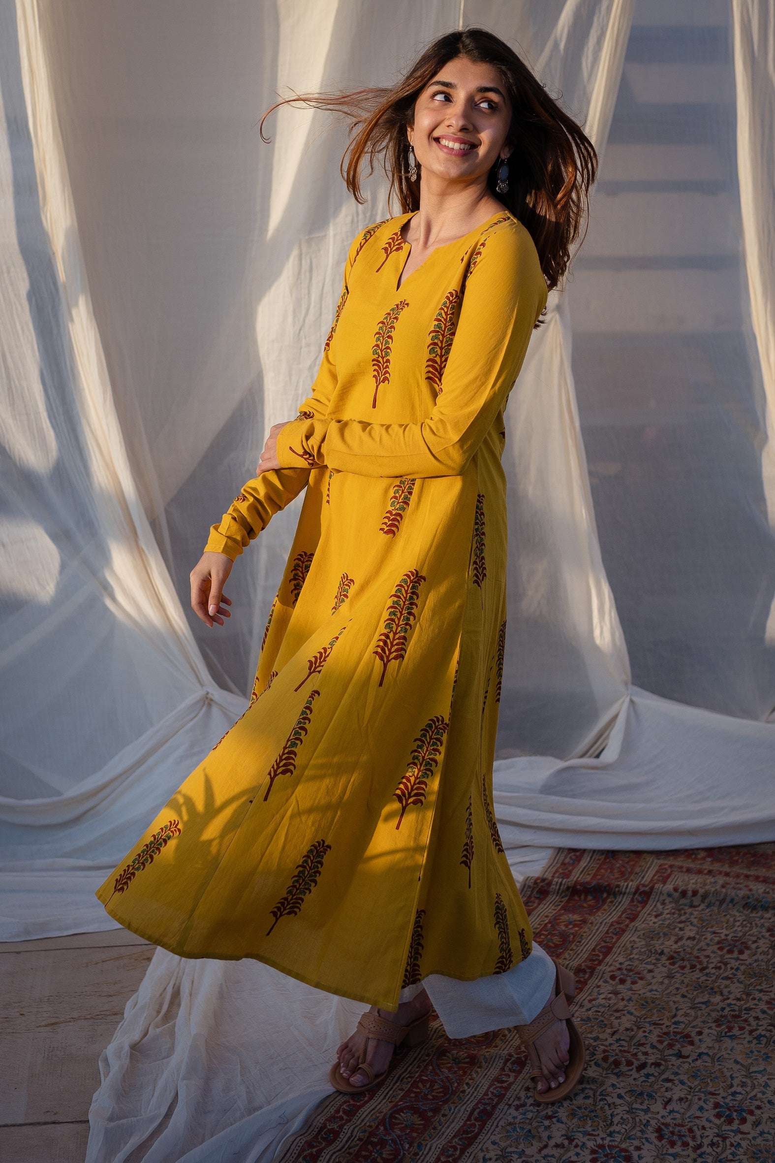 Fatima Ajrakh Kali Cotton Kurta