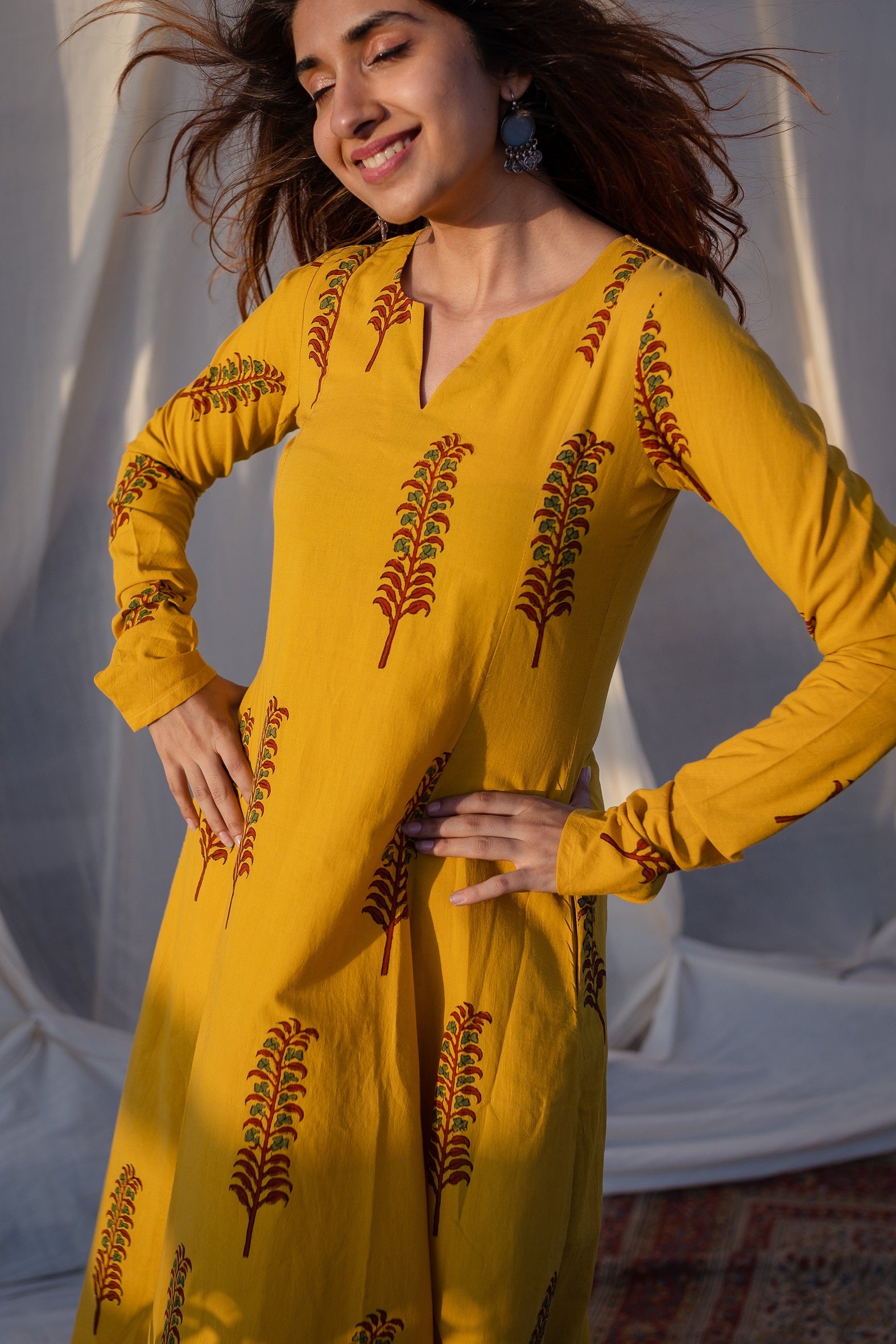 Fatima Ajrakh Kali Cotton Kurta