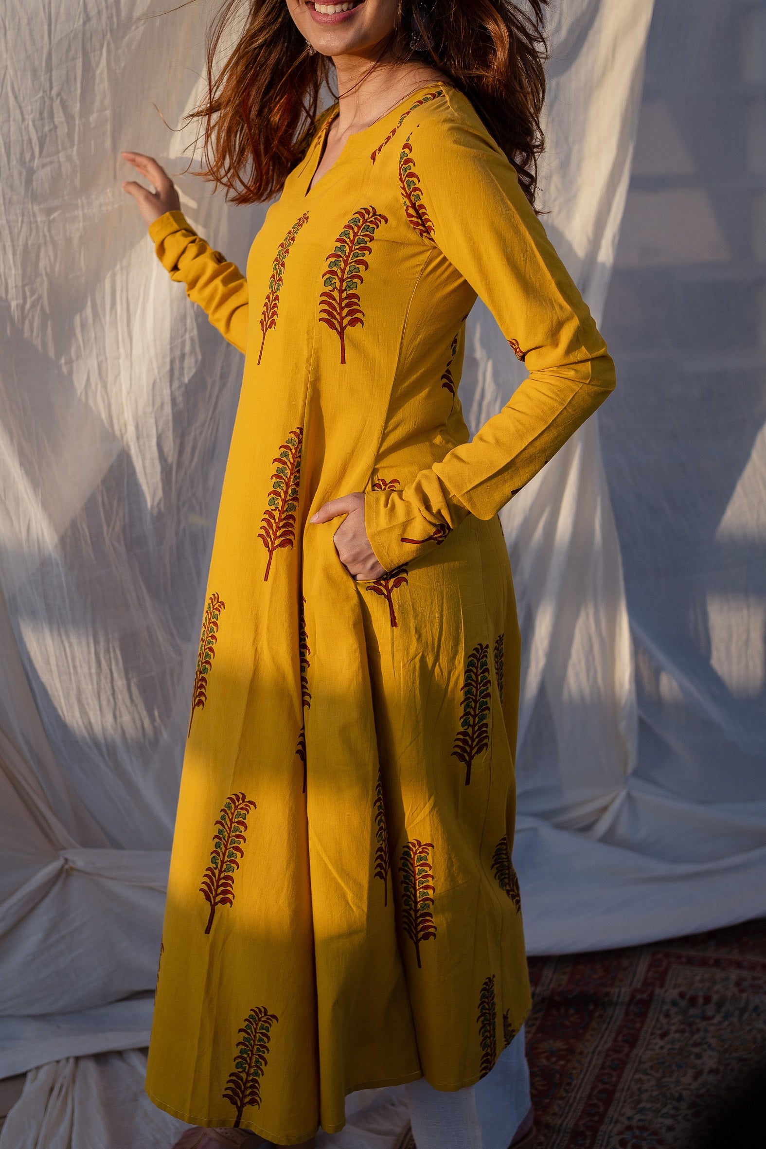 Fatima Ajrakh Kali Cotton Kurta