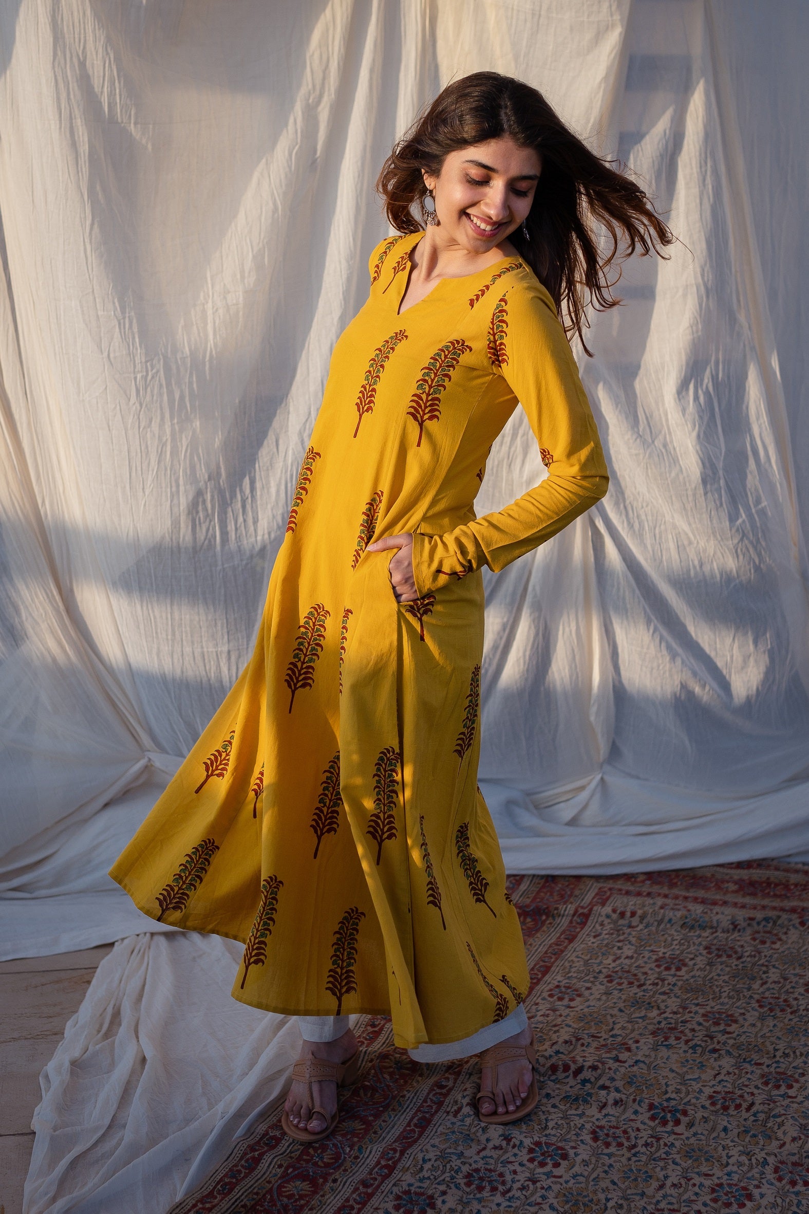 Fatima Ajrakh Kali Cotton Kurta