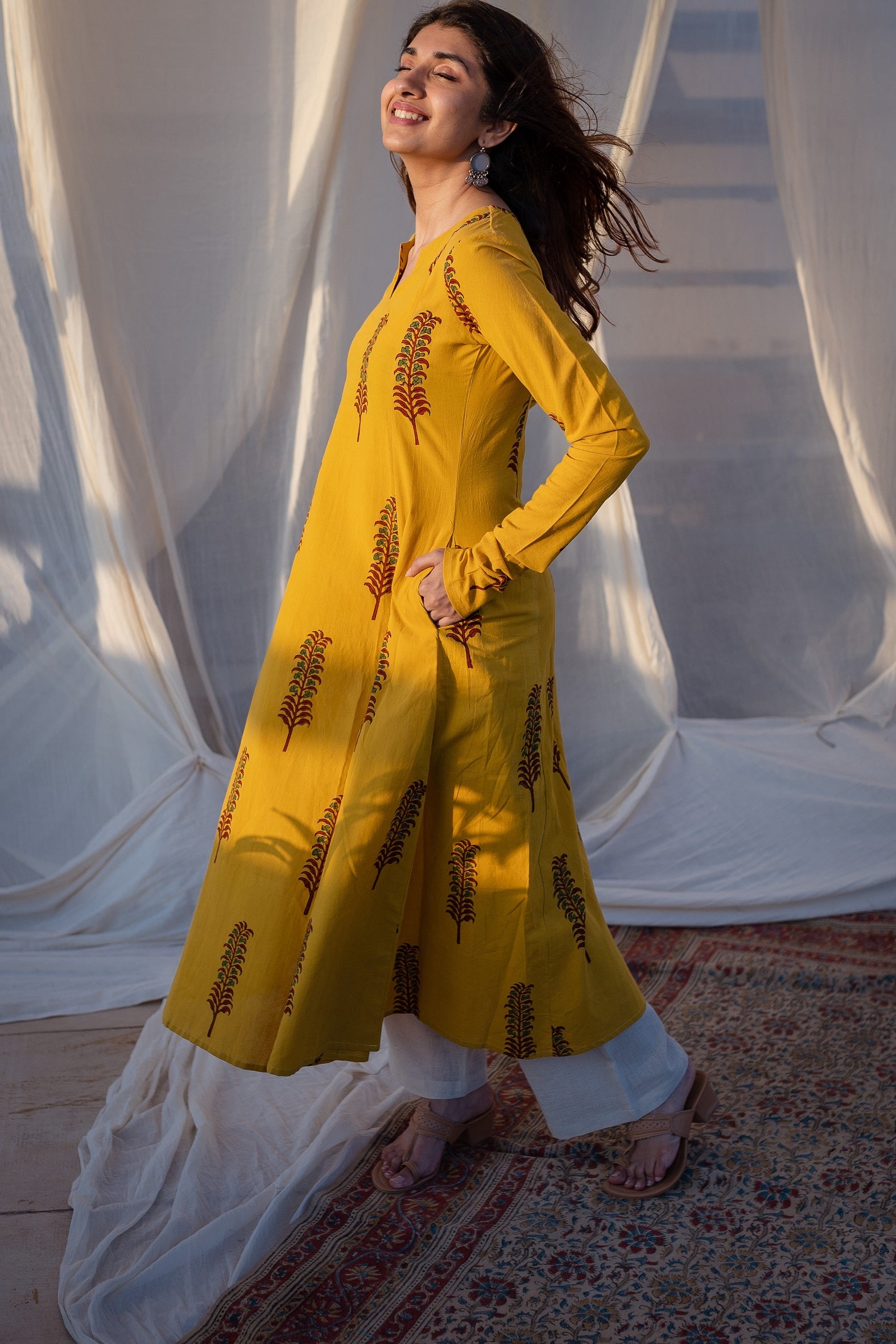 Fatima Ajrakh Kali Cotton Kurta