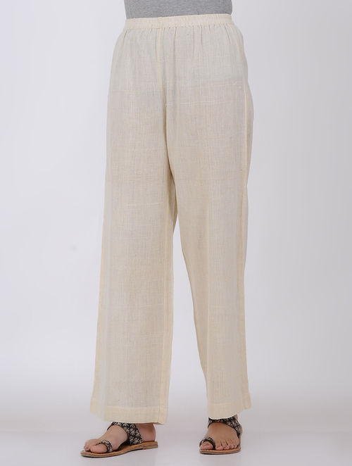 Ivory Elasticated Organic Cotton Palazzo